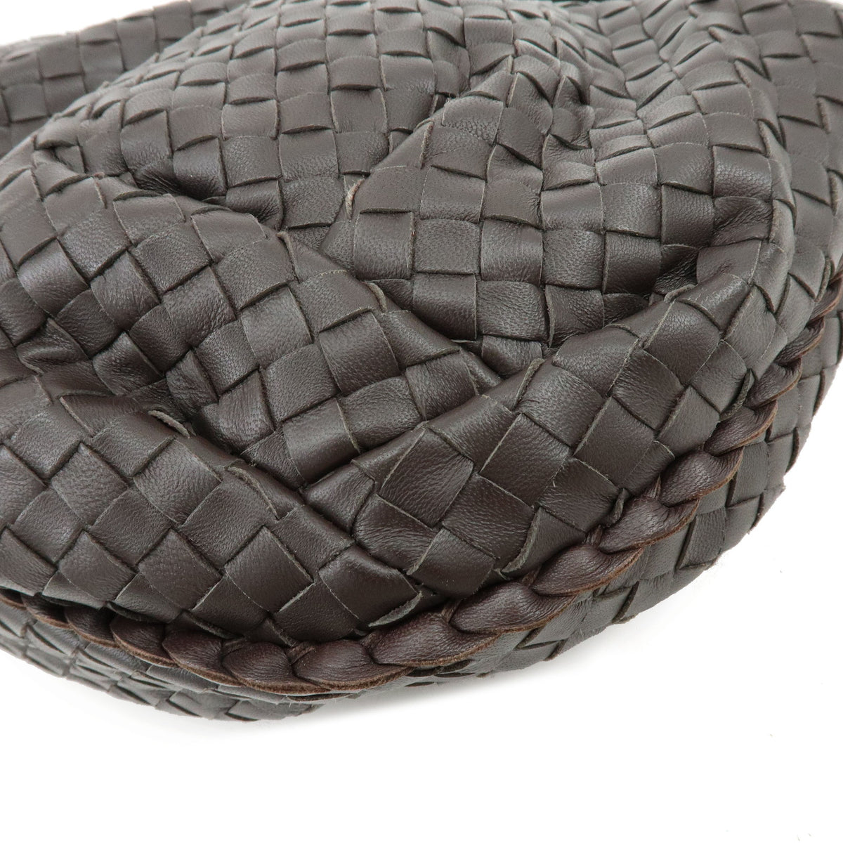 BOTTEGA VENETA HOBO Intrecciato Leather Shoulder Hand Bag Dark Brown