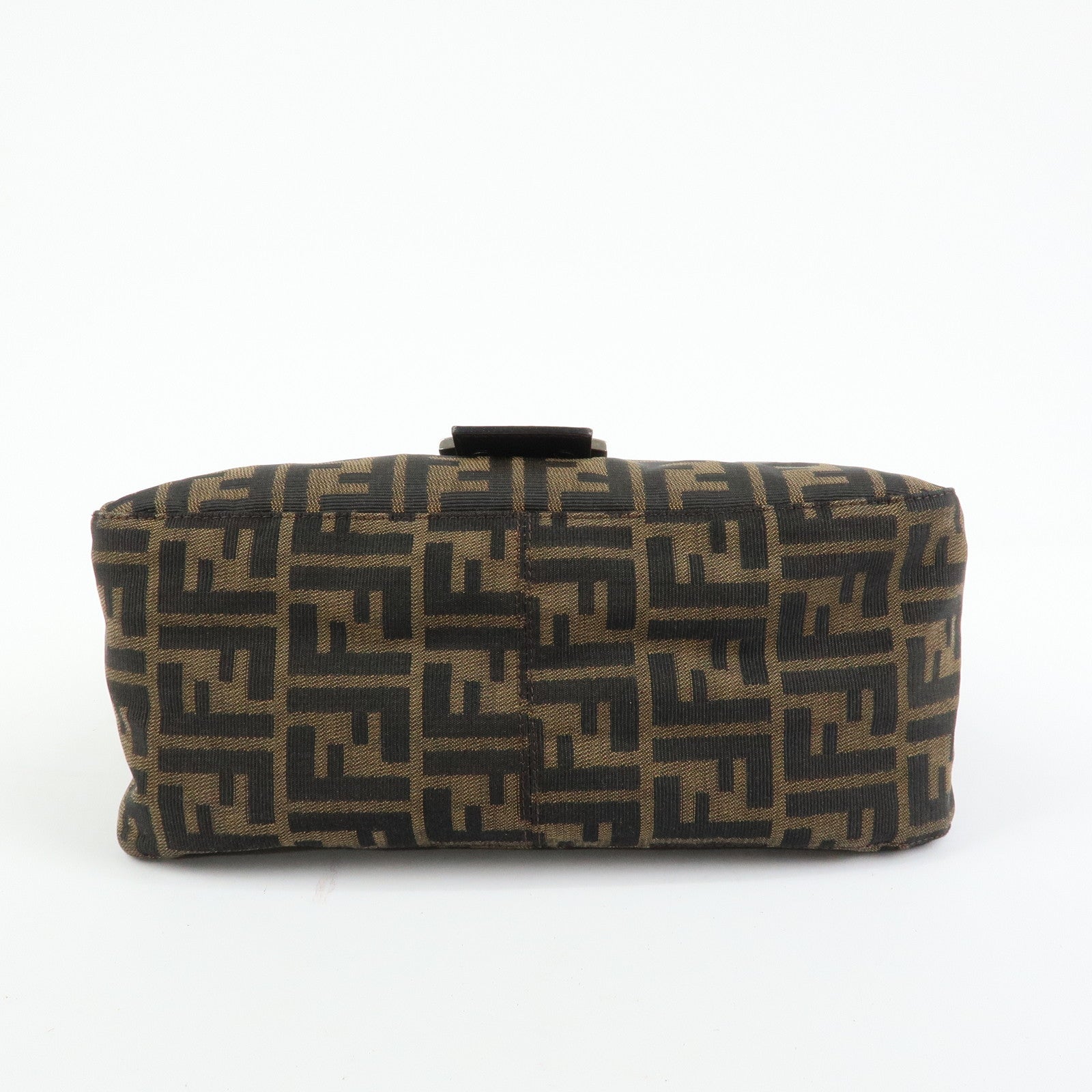 FENDI Mamma Baguette Zucca Canvas Leather Shoulder Bag Brown 26325