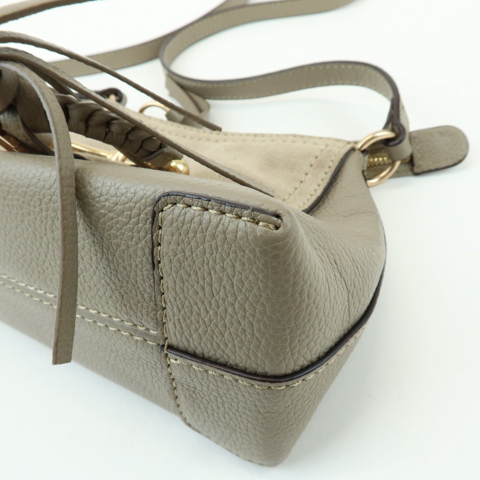 Chloe See by Chloe Joan Leather Suede Mini 2Way Bag Hand Bag Greige