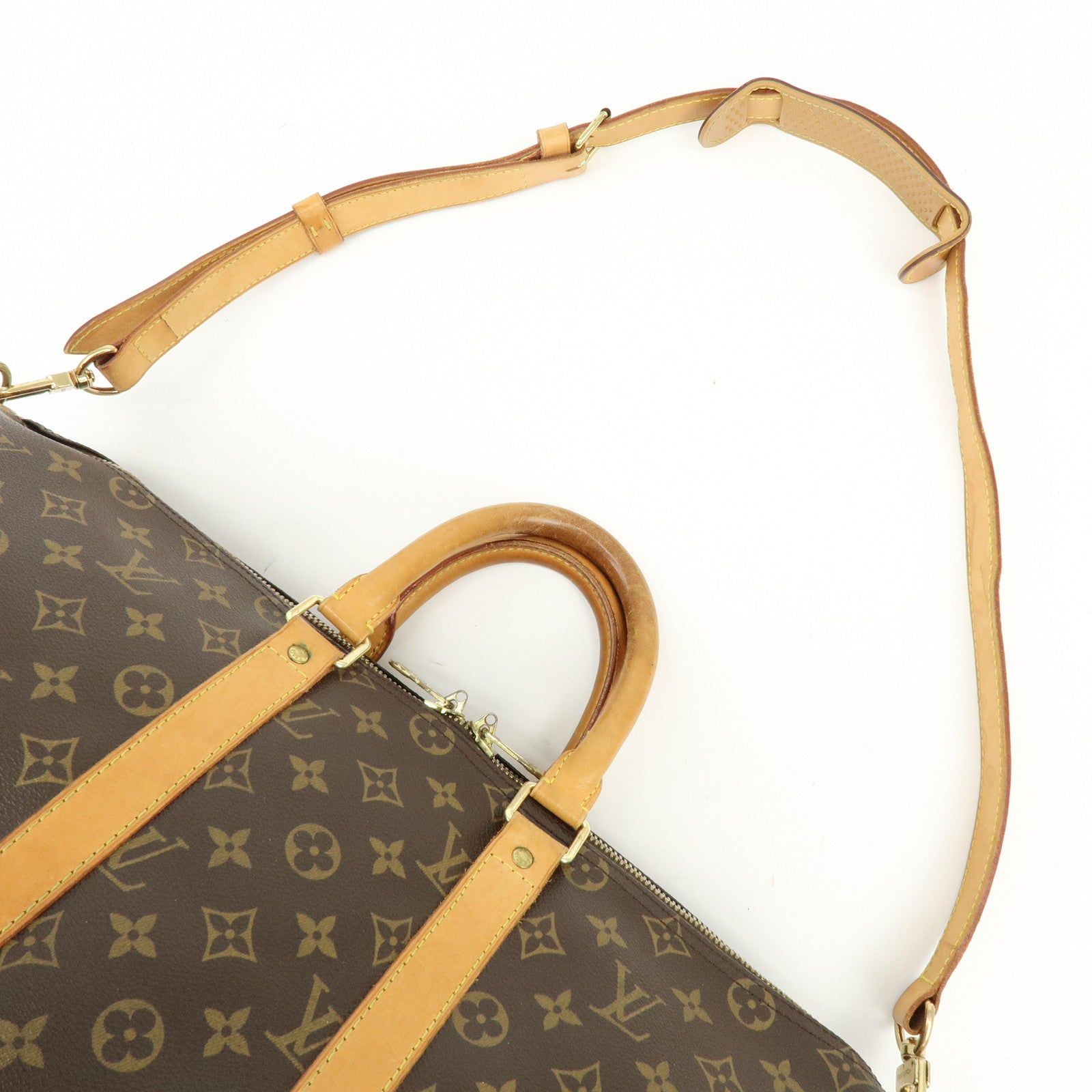 Louis Vuitton Monogram Keep All Bandouliere 45 Boston Bag Brown M41418