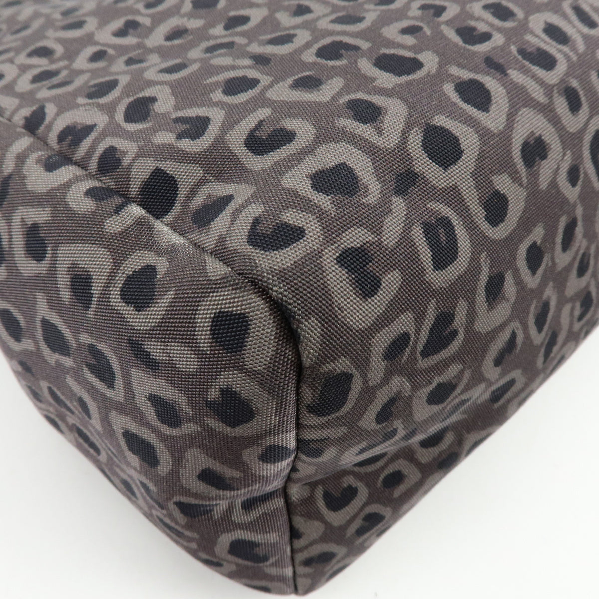 GUCCI Logo Canvas Leather Tote Bag Leopard Grey Black 341739
