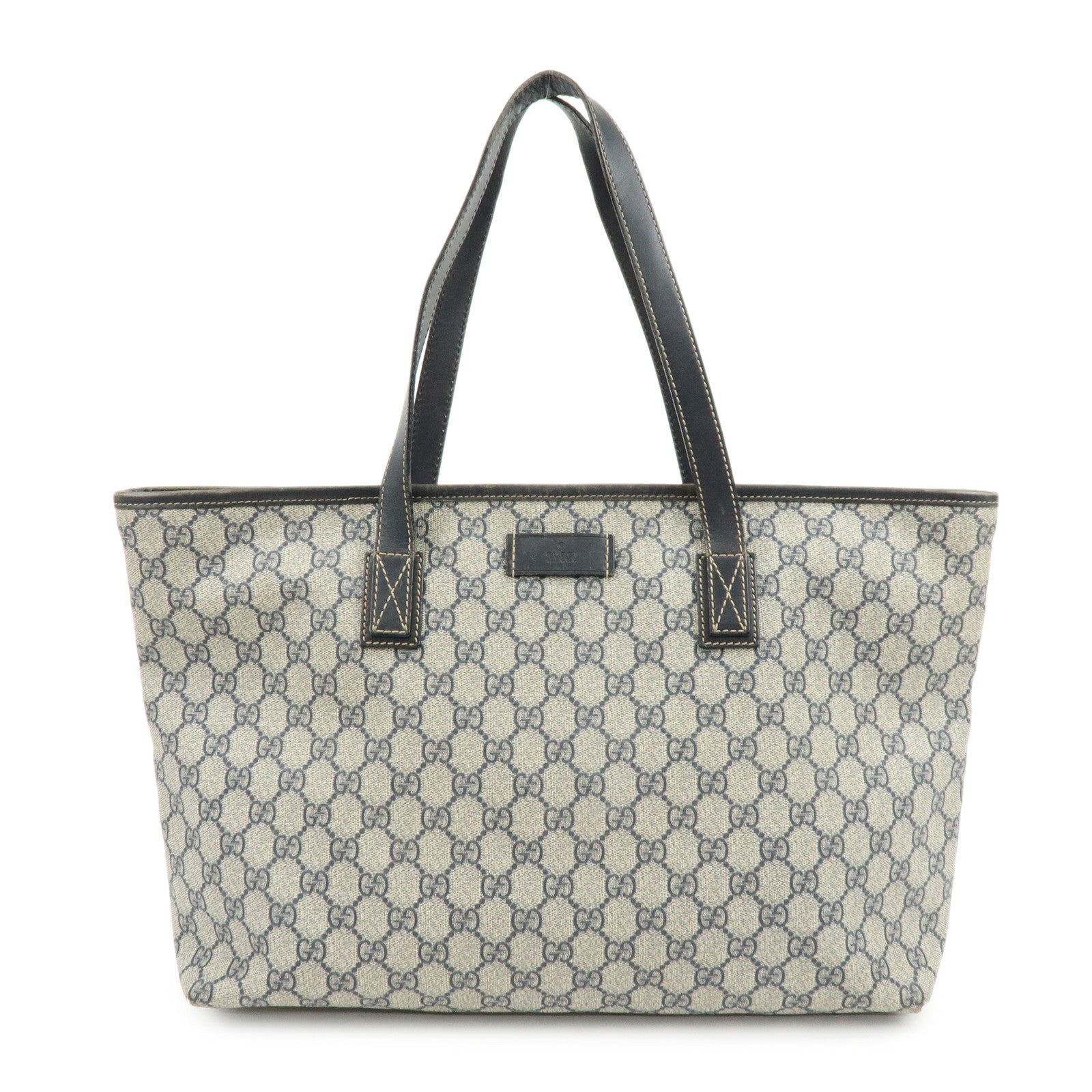 GUCCI GG Supreme Leather Tote Bag Shoulder Bag Beige Blue 211137