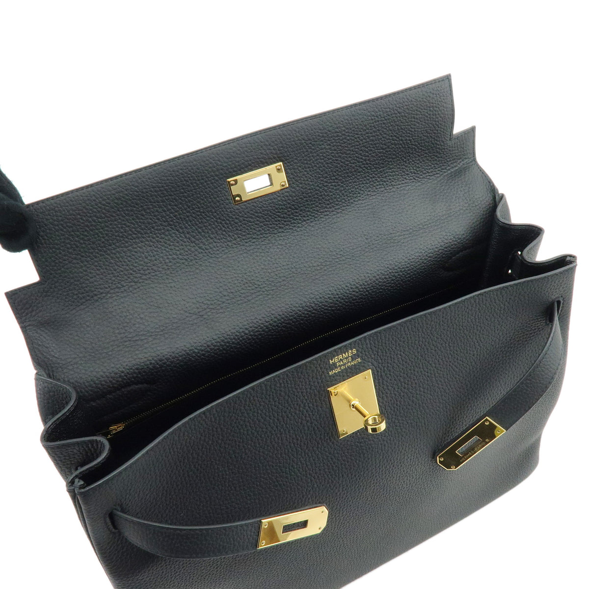 HERMES Kelly 35 Retourne Togo Leather 2Way Bag D Stamped Black