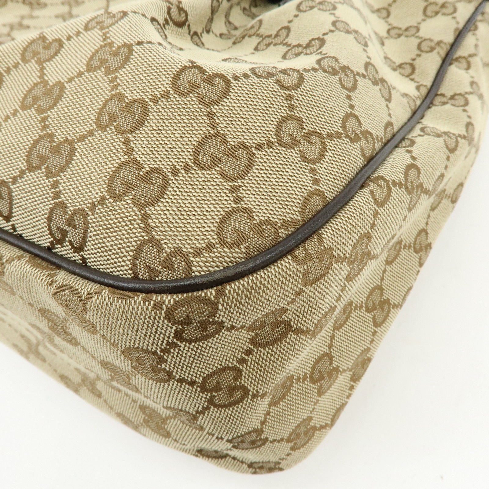 GUCCI Sukey GG Canvas Leather Tote Bag Hand Bag Beige Dark Brown 296835
