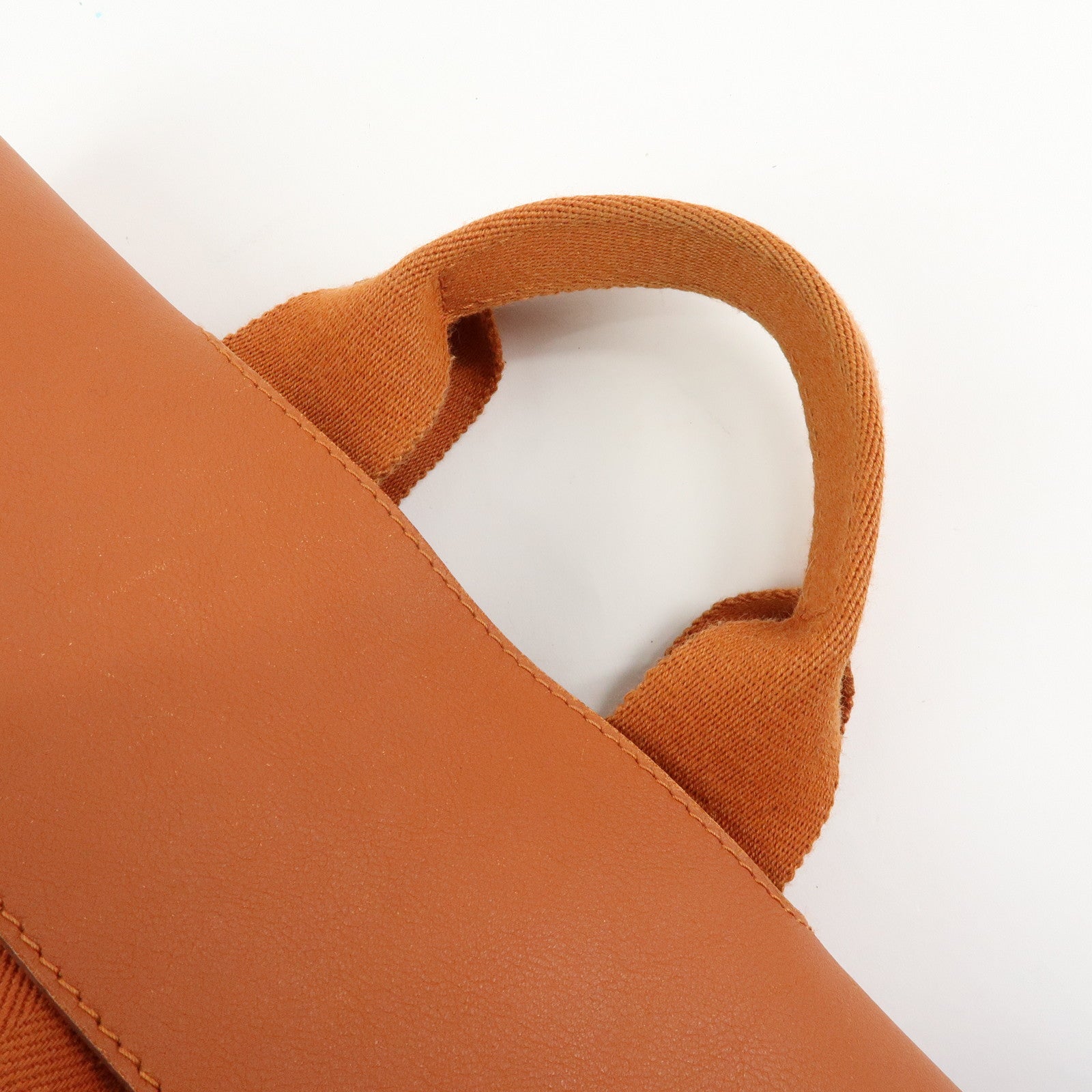 HERMES Valparaiso PM Toile Chevron Leather Tote Bag Hand Bag Orange
