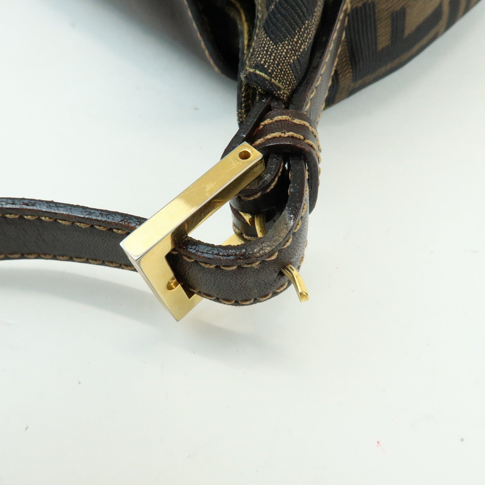 FENDI Zucca Canvas Leather Hand Bag Shoulder Bag Brown 15214