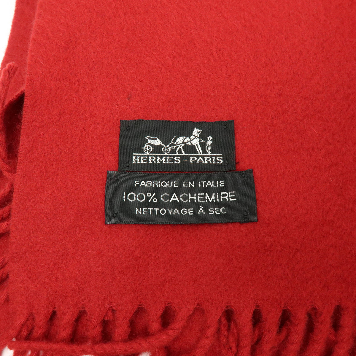 HERMES Cashmere 100% Oversized Scarf Stole Blanket Red