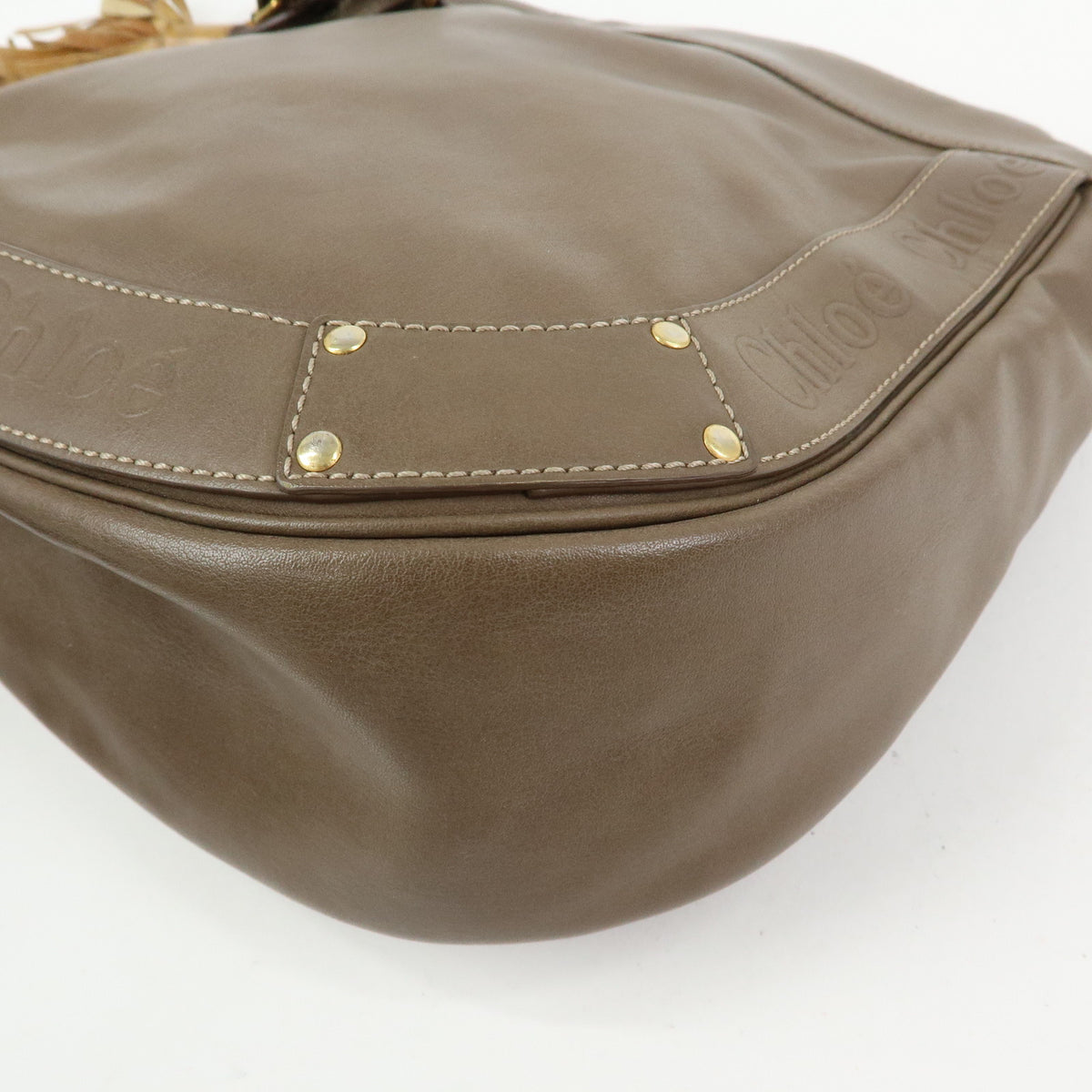Chloe Eden Leather Shoulder Bag Crossbody Bag Tassel Beige