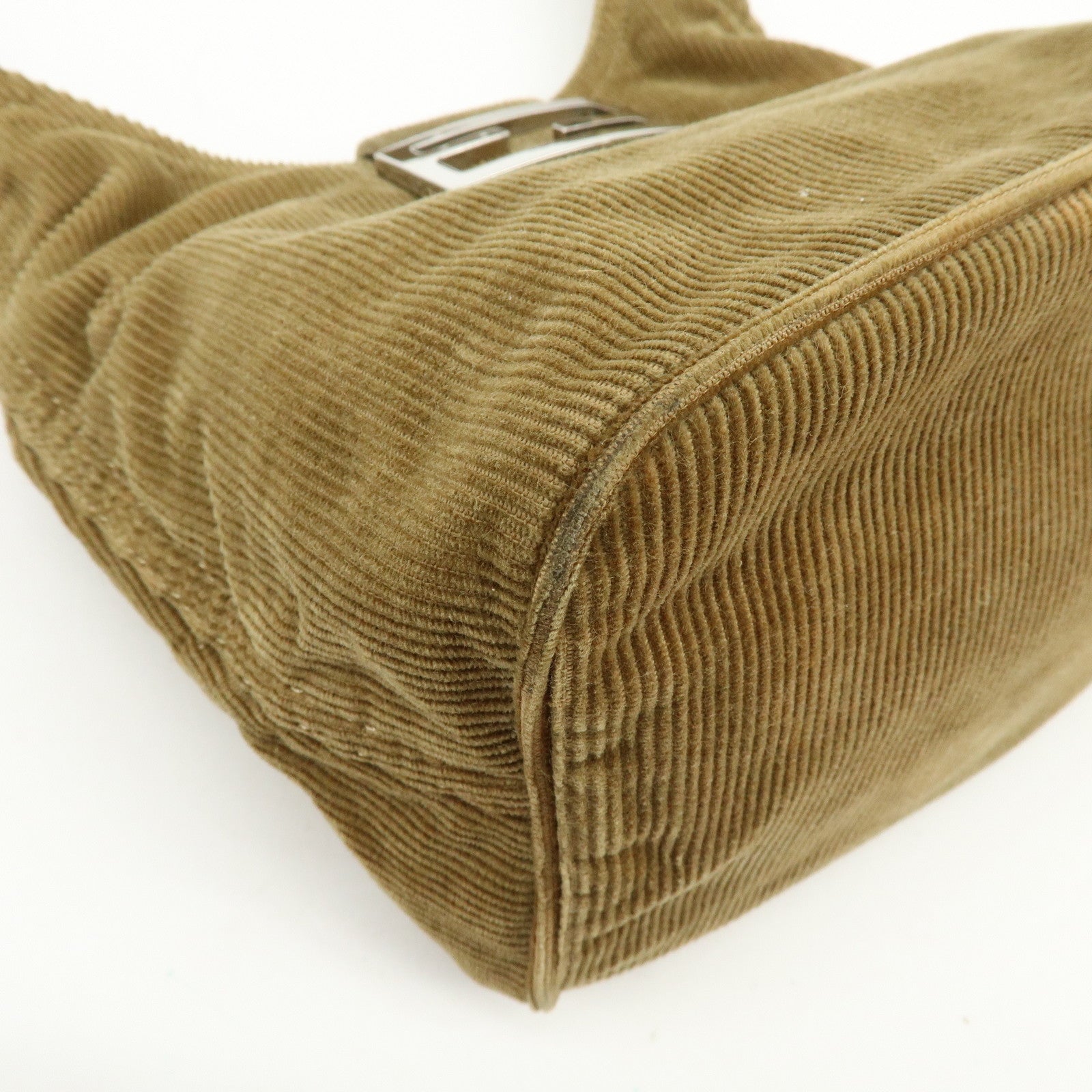 FENDI Corduroy Shoulder Bag Hand Bag Light Brown 26686
