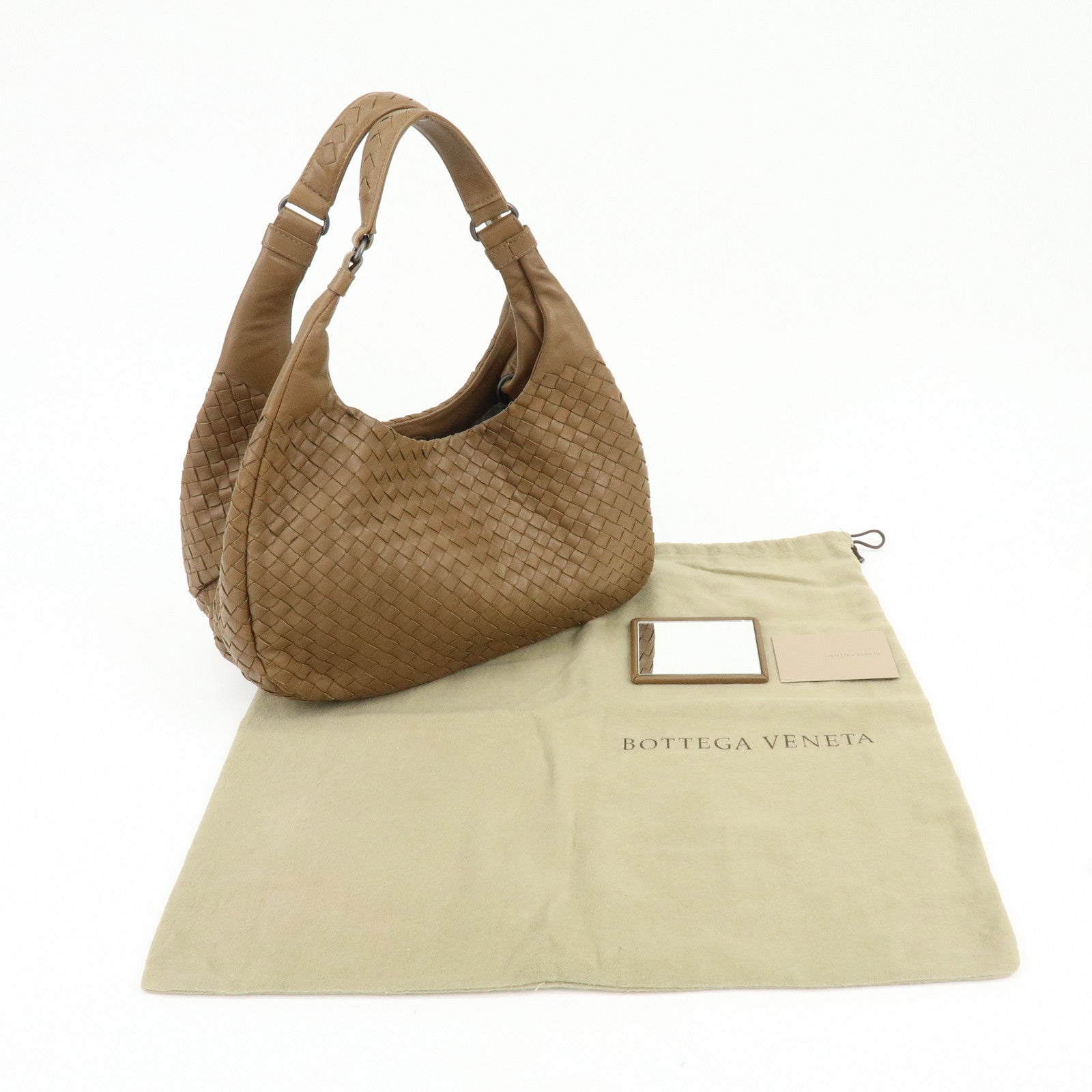 BOTTEGA VENETA Intrecciato Campana Leather Shoulder Bag Brown 125787