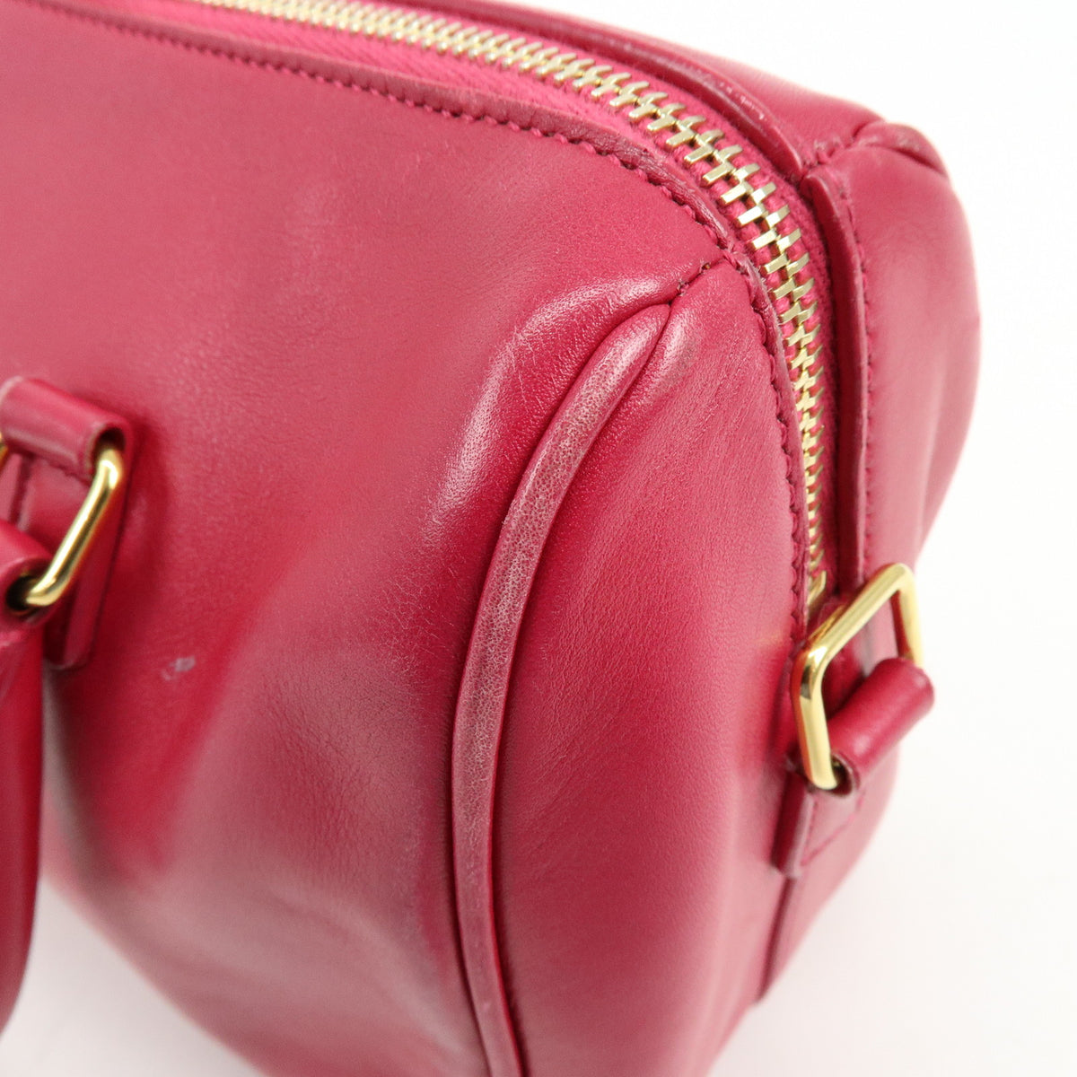 SAINT LAURENT PARIS Baby Duffle Leather 2Way Hand Bag Fuchsia 330958