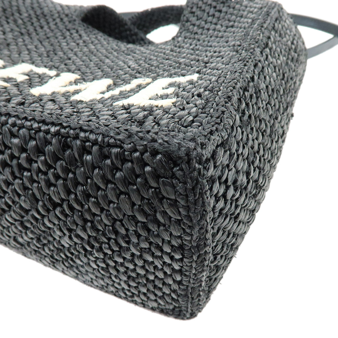 LOEWE Font Tote Raffia 2Way Bag Hand Bag Shoulder Bag Black