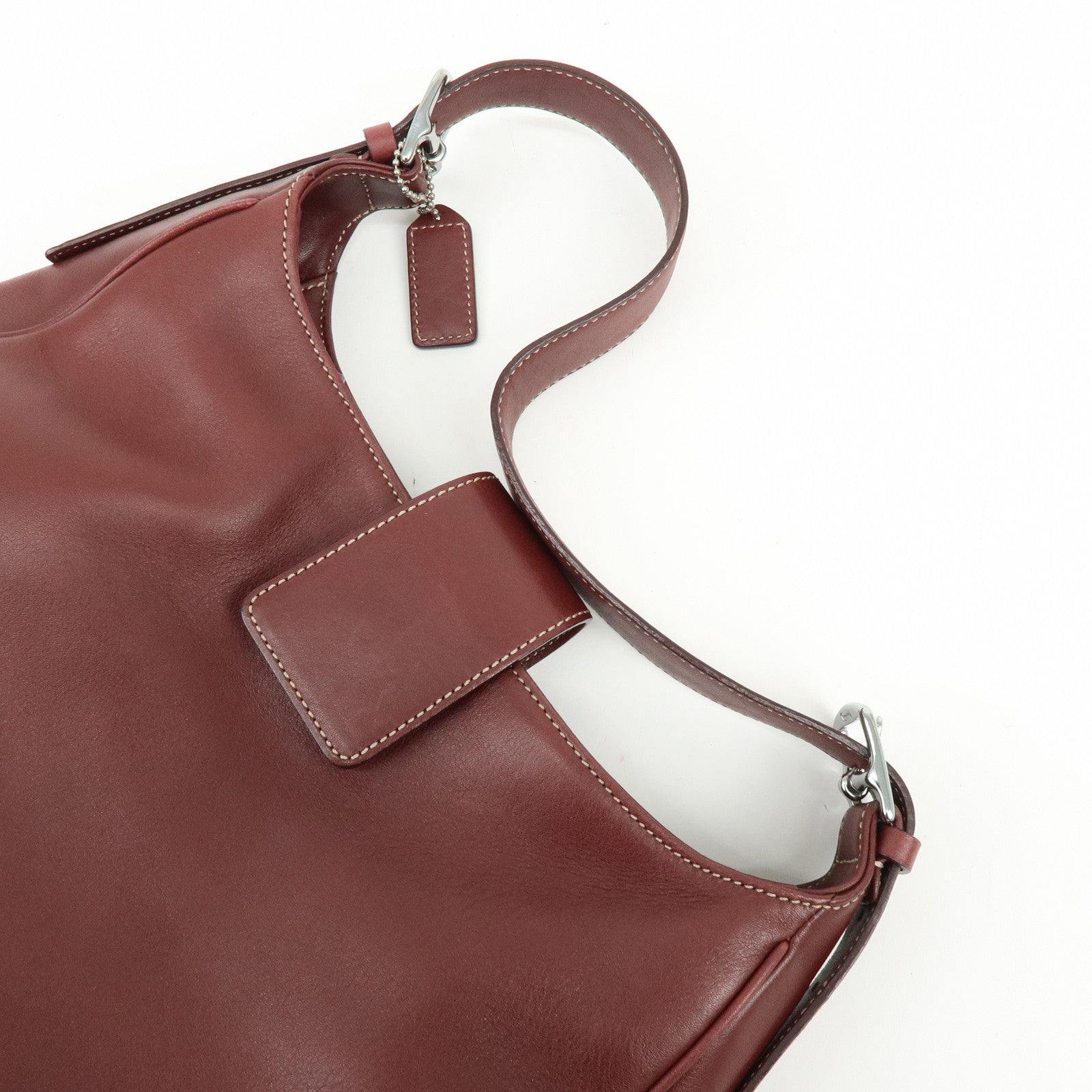 COACH Set of 2 Leather Shoulder Bag 2Way Tote Bag Bordeaux Black White