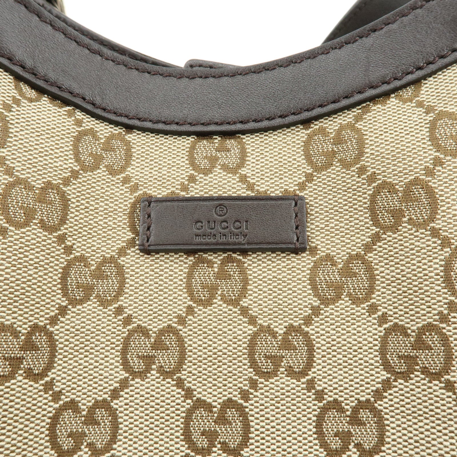 GUCCI GG Canvas Leather Shoulder Bag Brown Beige 388919