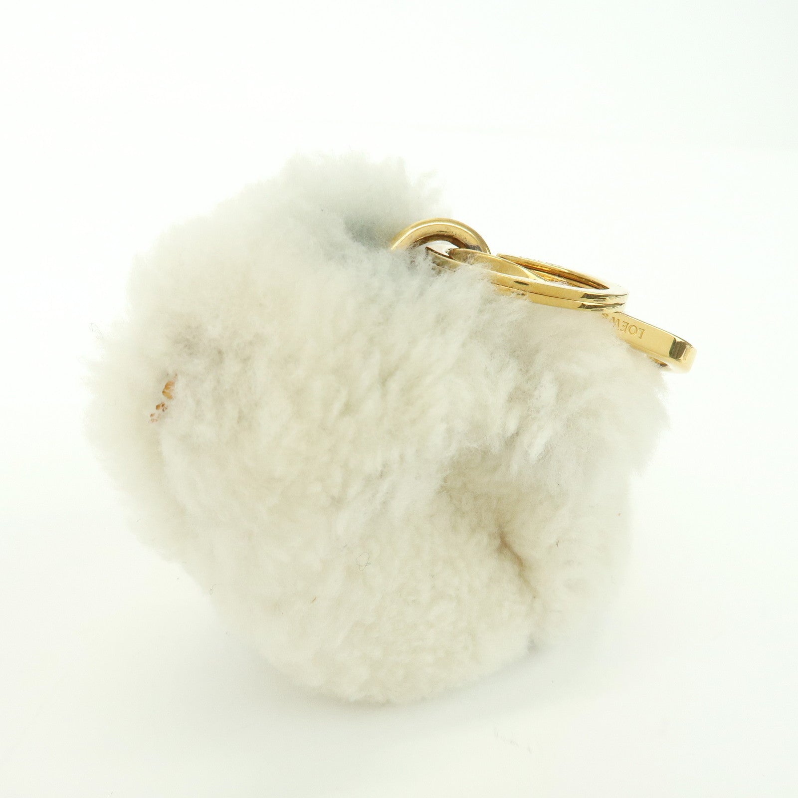 LOEWE Wool Leather Coin Case Bag Charm Rabbit White