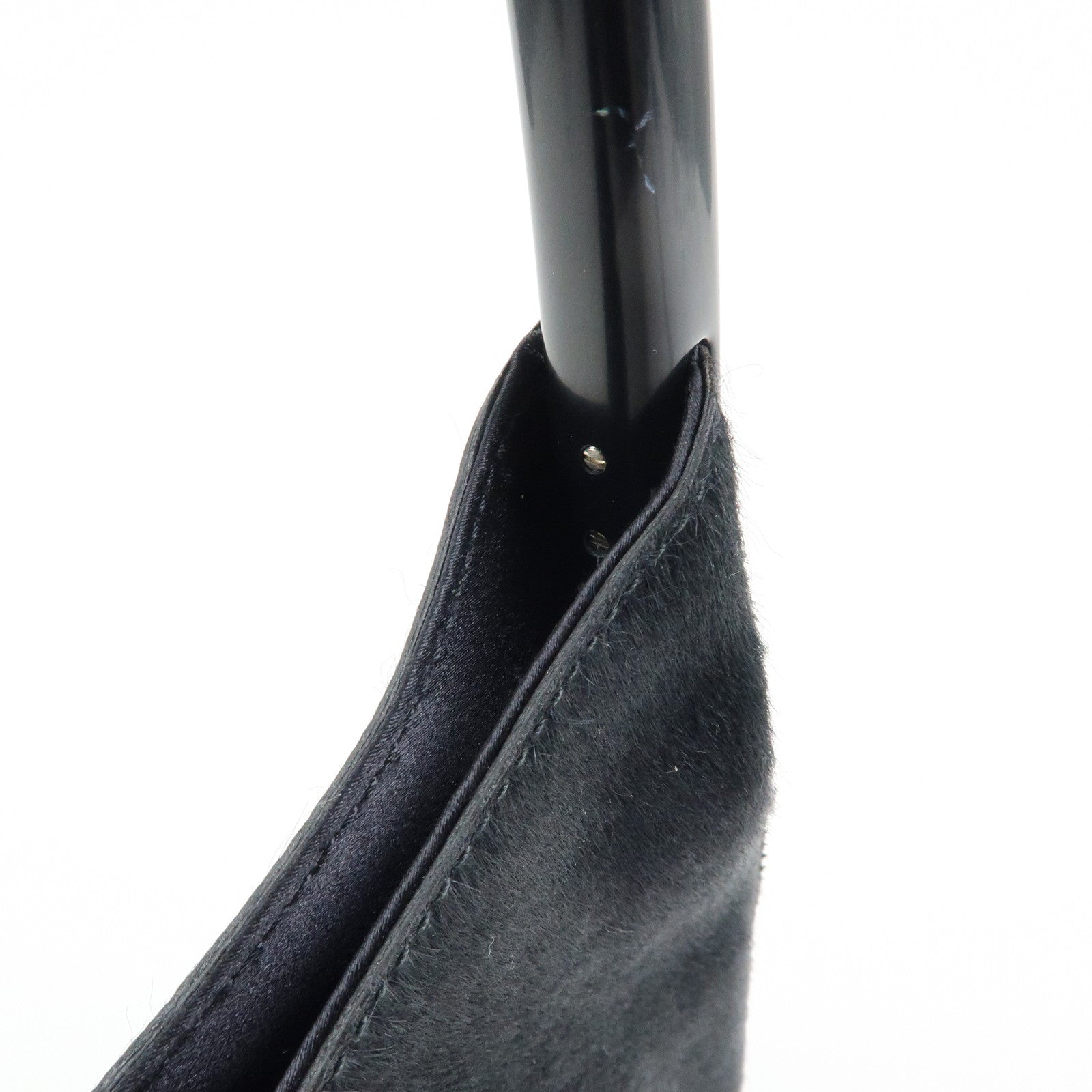 PRADA Triangle Logo Unborn Calf Shoulder Bag Black B8456