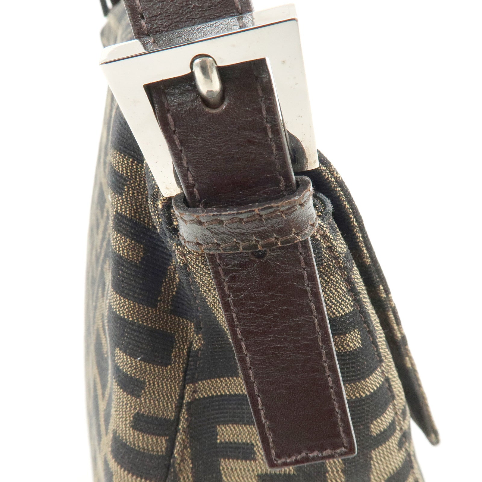 FENDI Mamma Baguette Canvas Leather Shoulder Hand Bag Brown 17132642