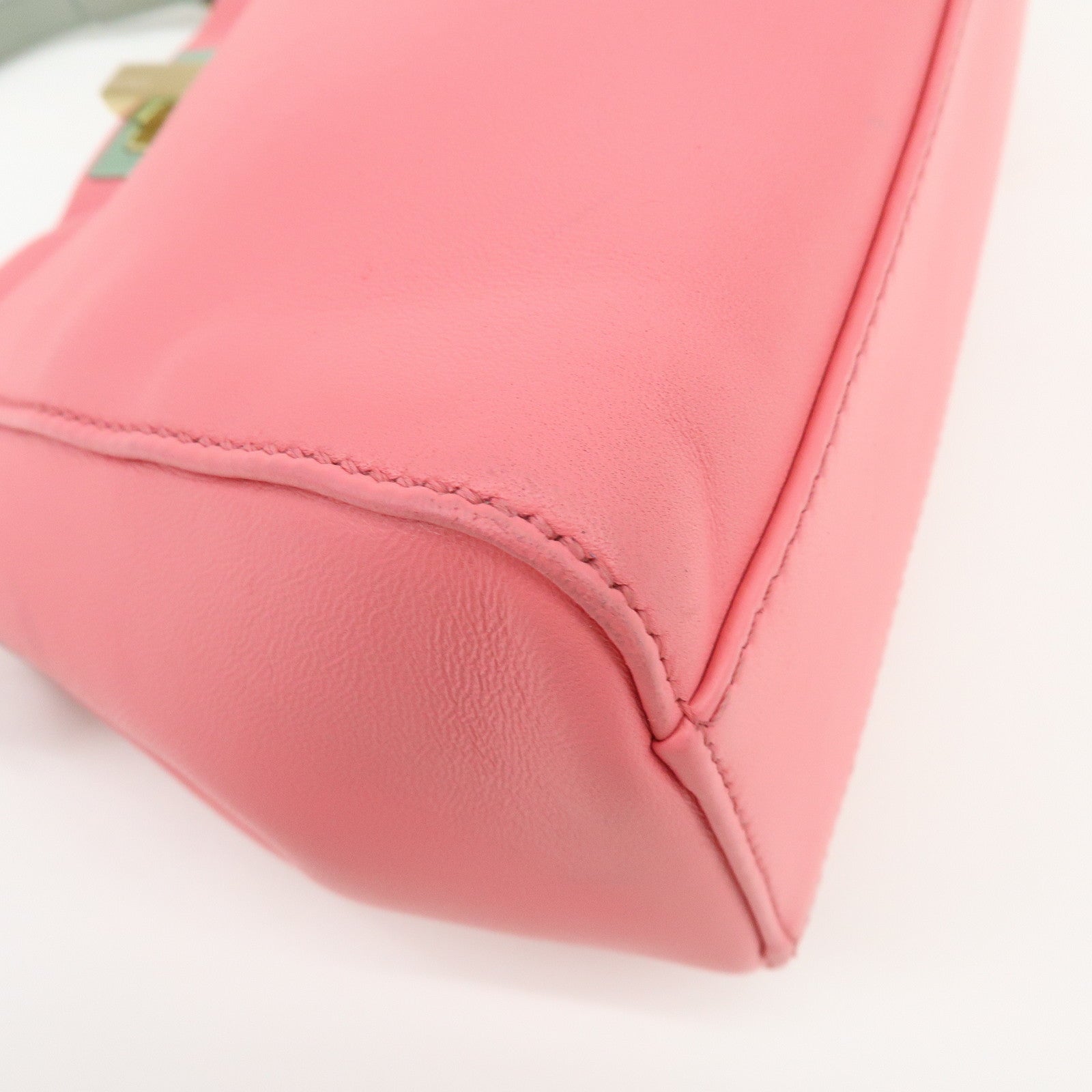 FENDI Peekaboo Mini Leather 2Way Shoulder Bag Hand Bag Pink 8BN244