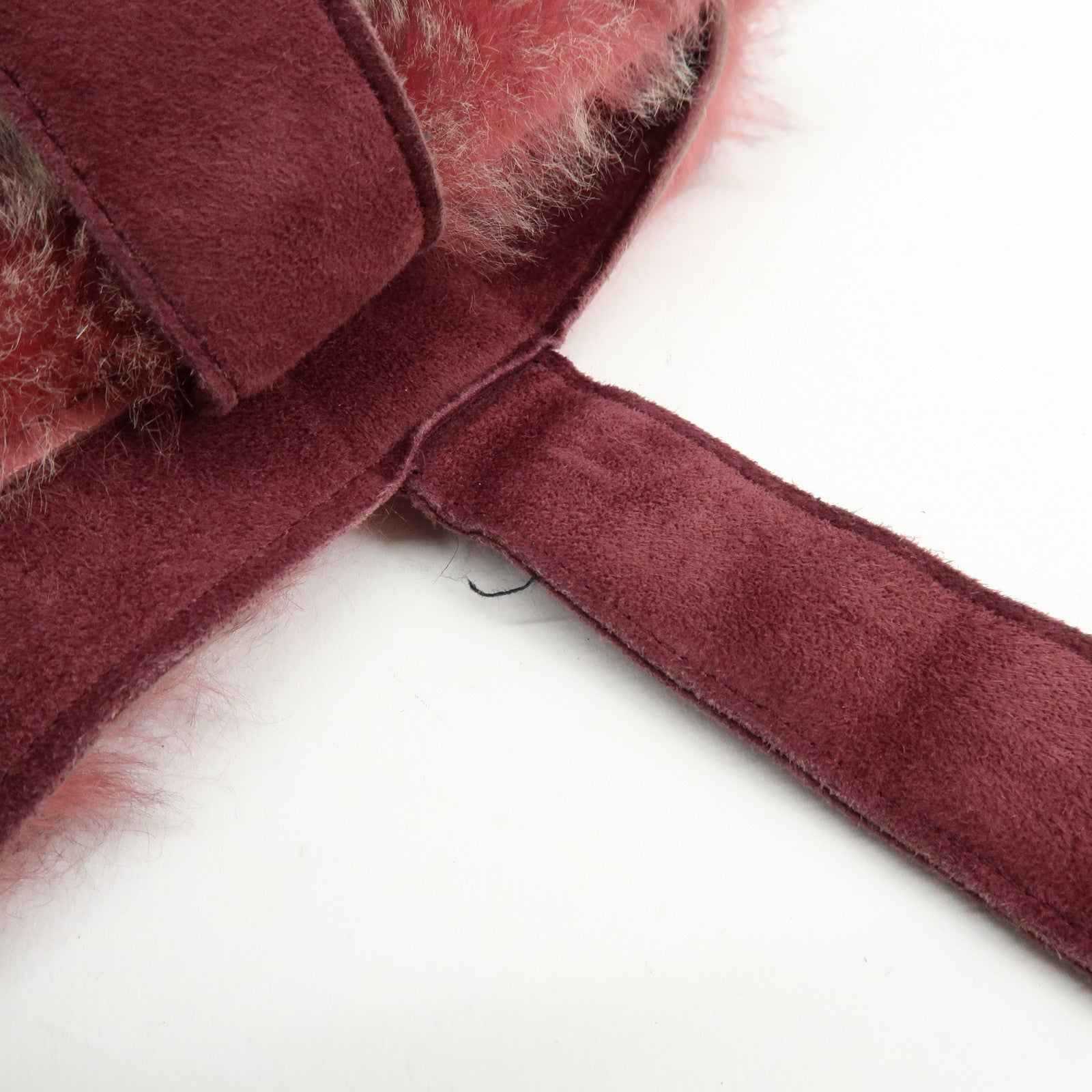 CHANEL COCO Mark Fur Suede Hand Bag Tote Bag Bordeaux Beige