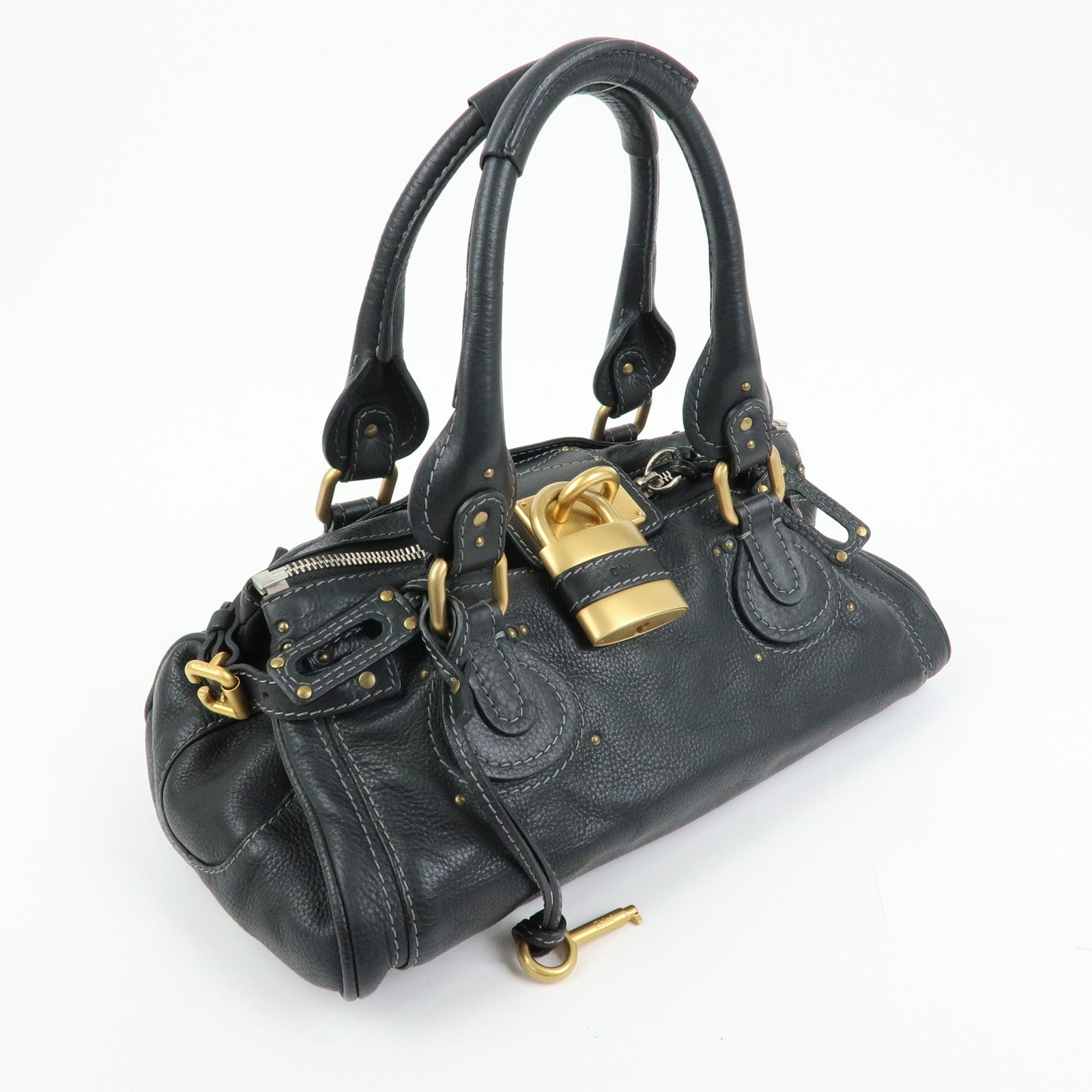 Chloe Paddington Leather Boston Bag Hand Bag Black