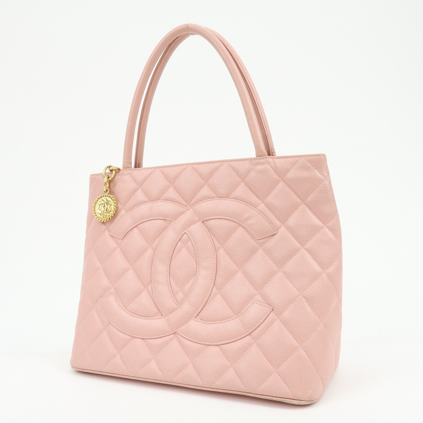 CHANEL Medallion Matelasse COCO Mark Caviar Skin Tote Bag A01804