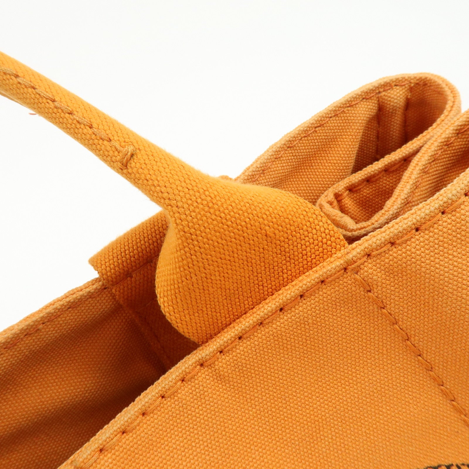 PRADA Canapa Triangle Logo Canvas Tote Bag Hand Bag Orange 1BG642