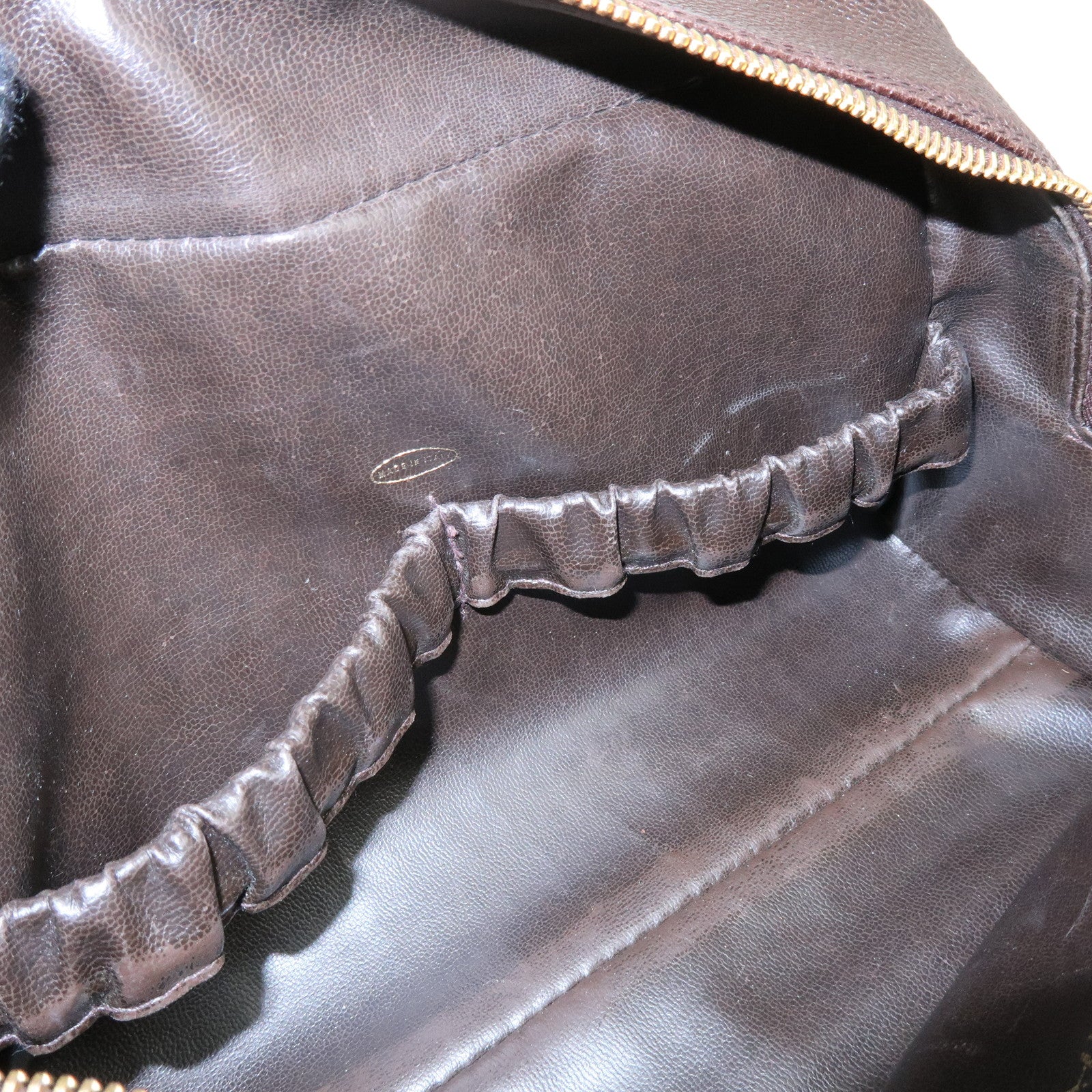 CHANEL COCO Mark Caviarskin Pouch Cosmetic Pouch Dark Brown A01996