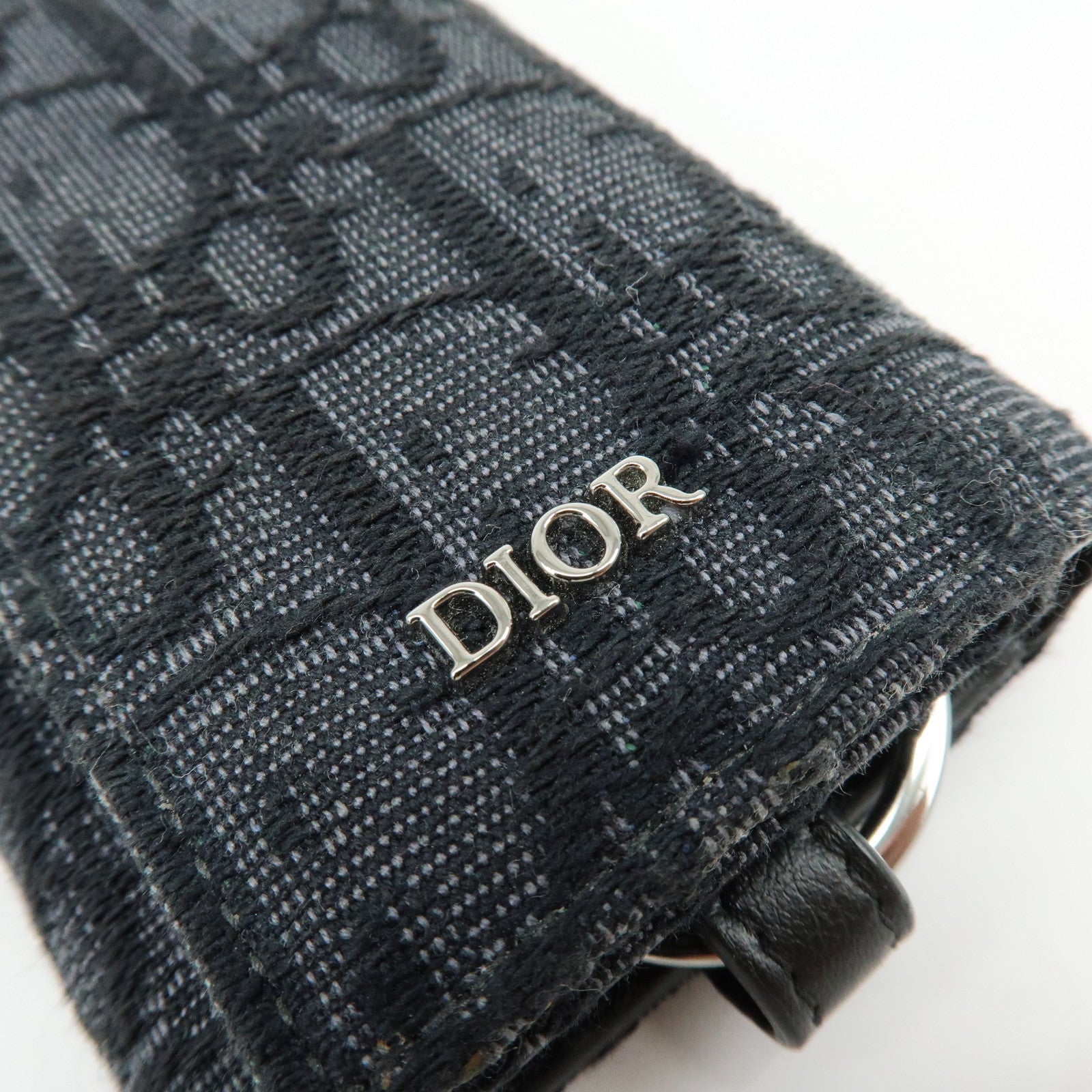 Christian Dior Oblique Canvas Leather 6 Rings Key Case Black
