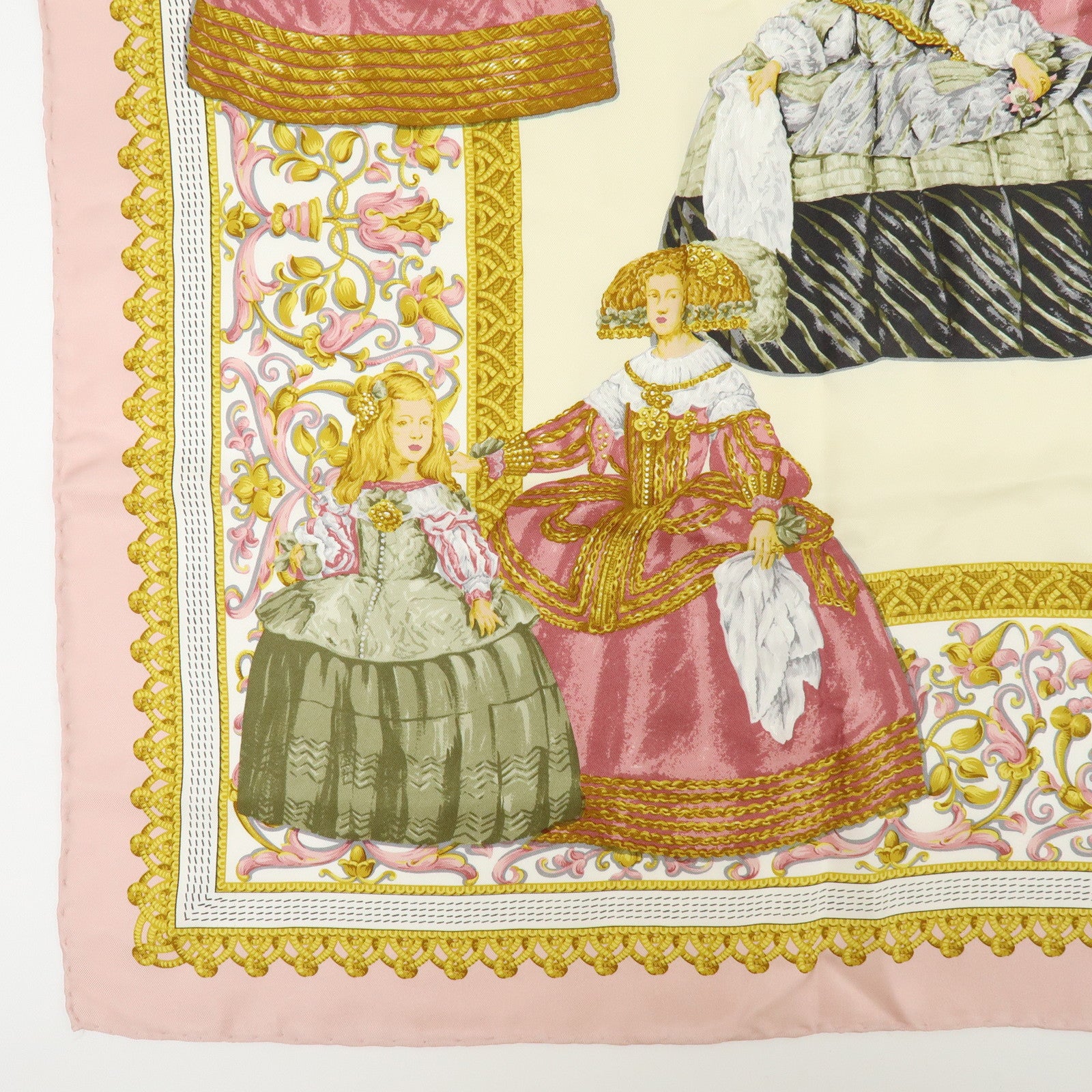 LOEWE Set of 2 Silk 100% Scarf VELAZQUEZ Paisley Pink Gold
