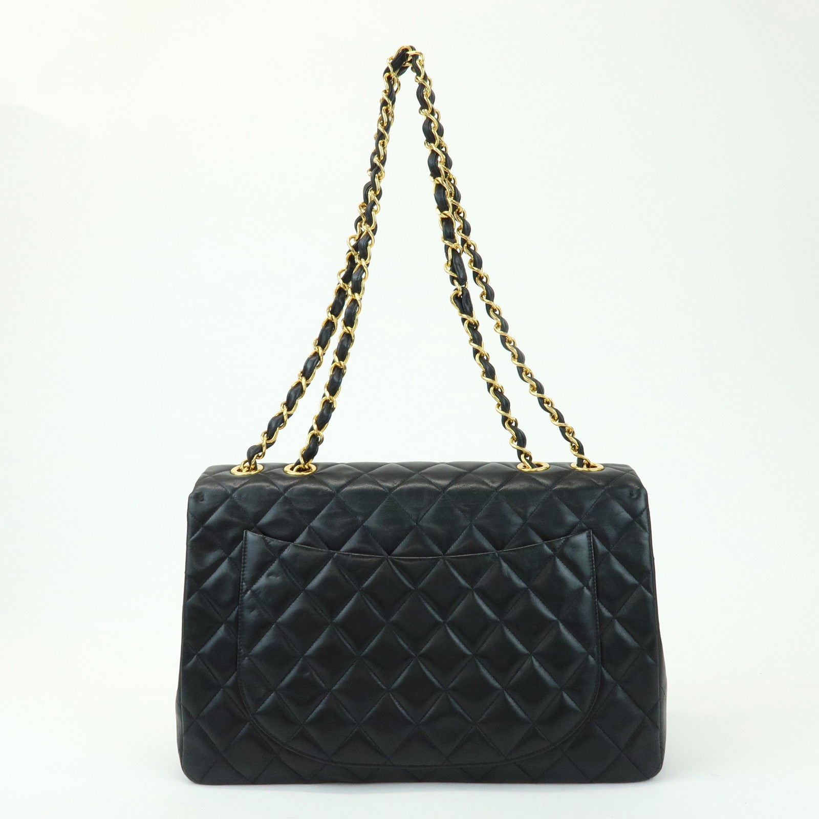 CHANEL Jumbo Matelasse 34 Lamb Skin Chain Shoulder Bag Black A01094
