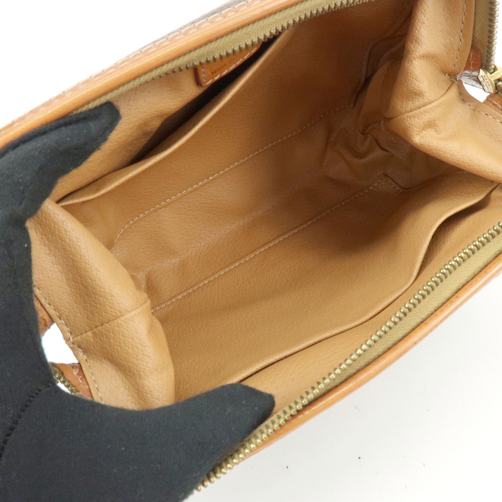CELINE Macadam PVC Leather Pouch Cosmetic Pouch Brown