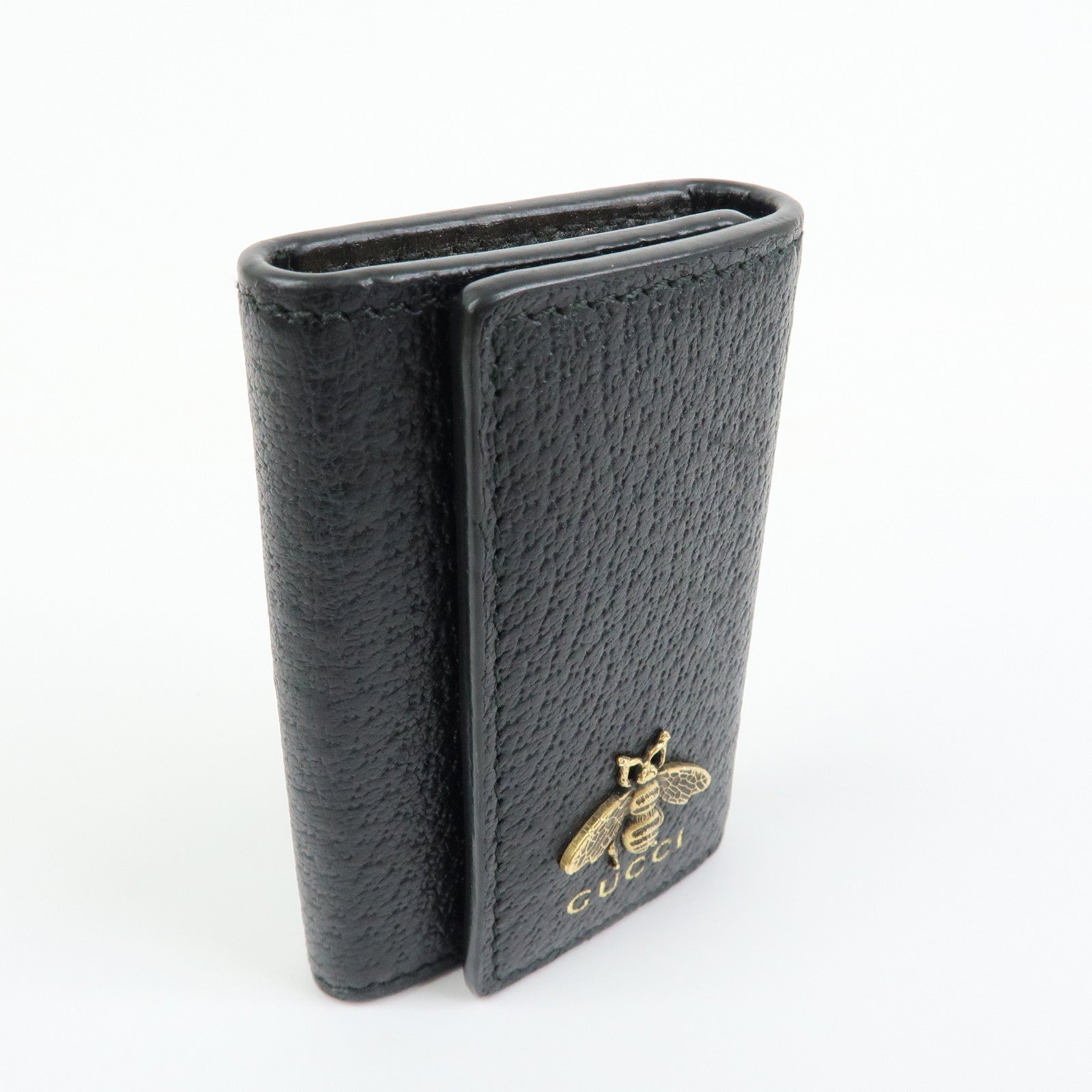 GUCCI Animalier Bee Leather 6 Ring Key Case Key Holder Black 523683
