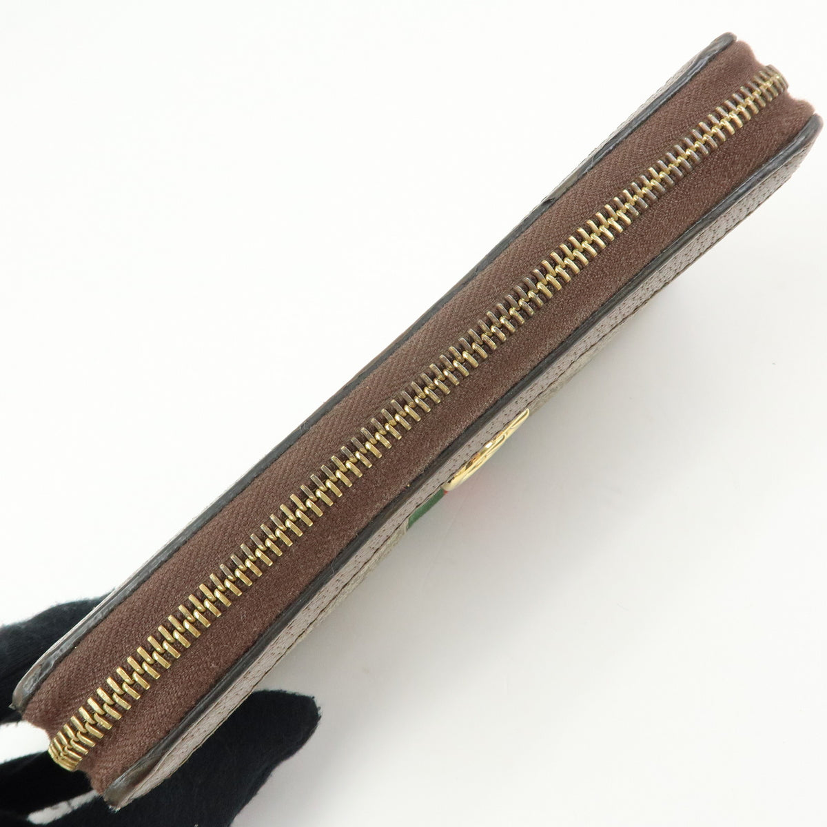 GUCCI Ophidia Sherry GG Supreme Leather Round Zippy Wallet 523154