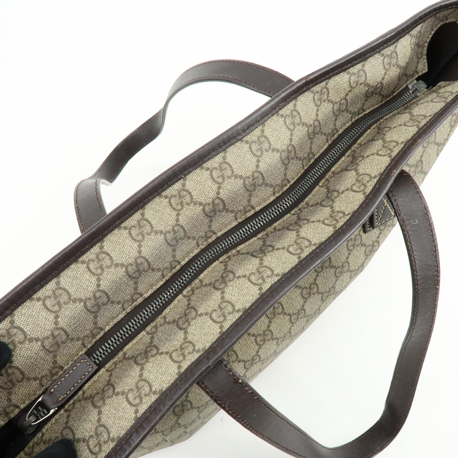 GUCCI GG Supreme Leather Tote Bag Shoulder Bag Hand Bag Beige