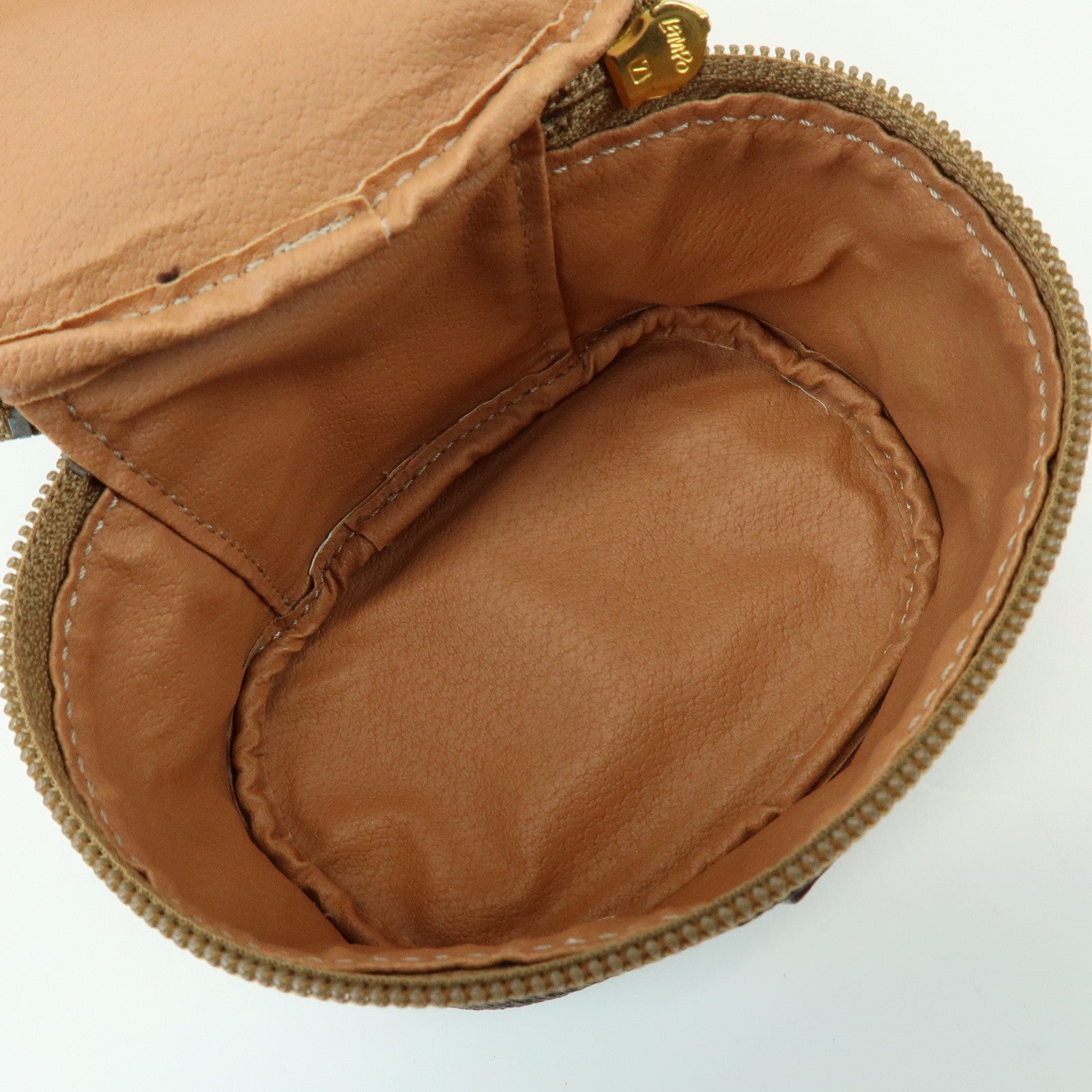 CELINE Macadam PVC Canvas Leather Mini Pouch Vanity Bag Brown