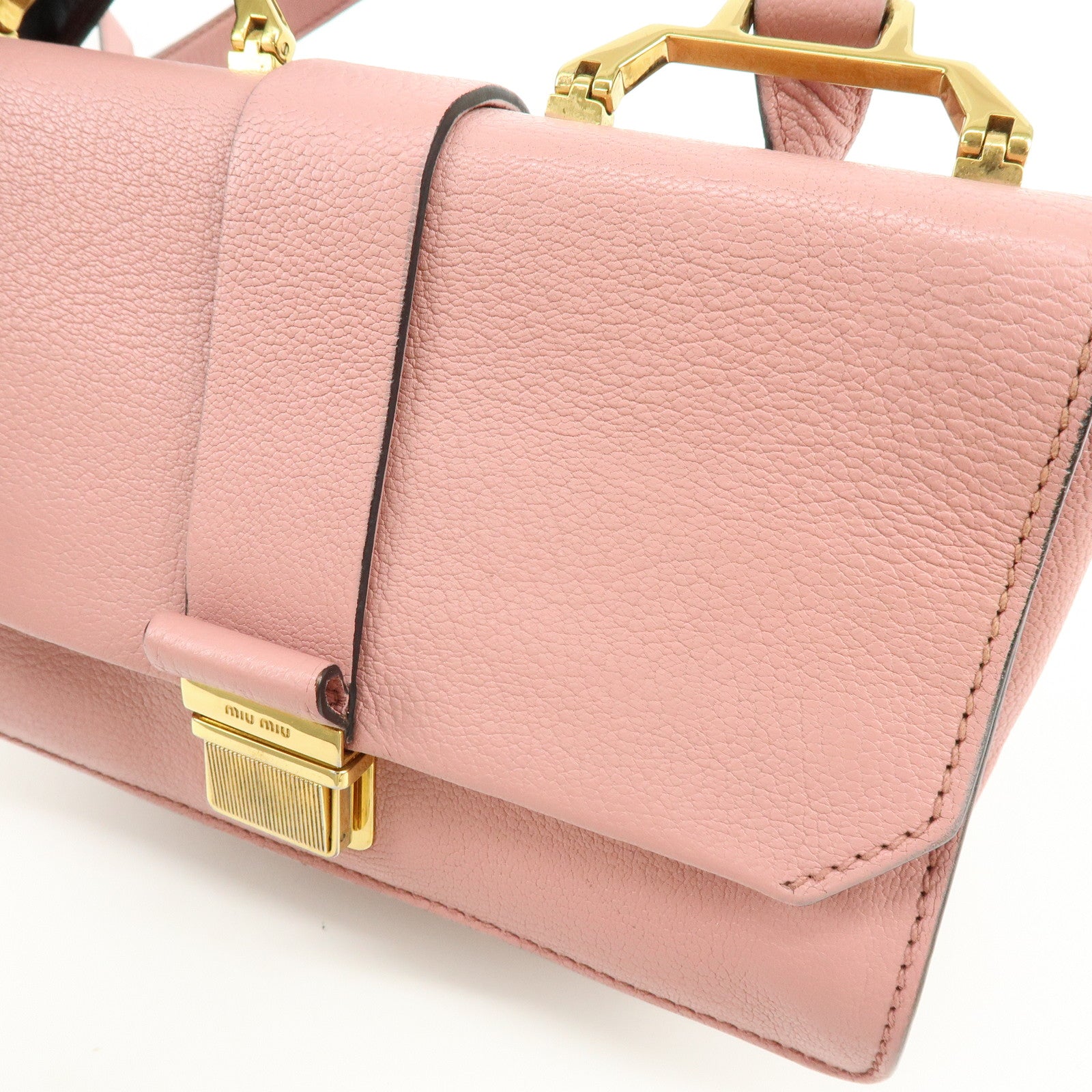 MIU MIU Madras Leather 2Way Bag Hand Bag Shoulder Bag Pink 5BH609