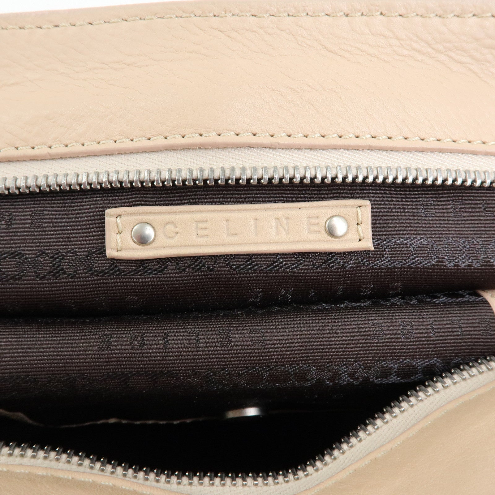 CELINE Bittersweet Leather Shoulder Bag Hand Bag Pink Beige