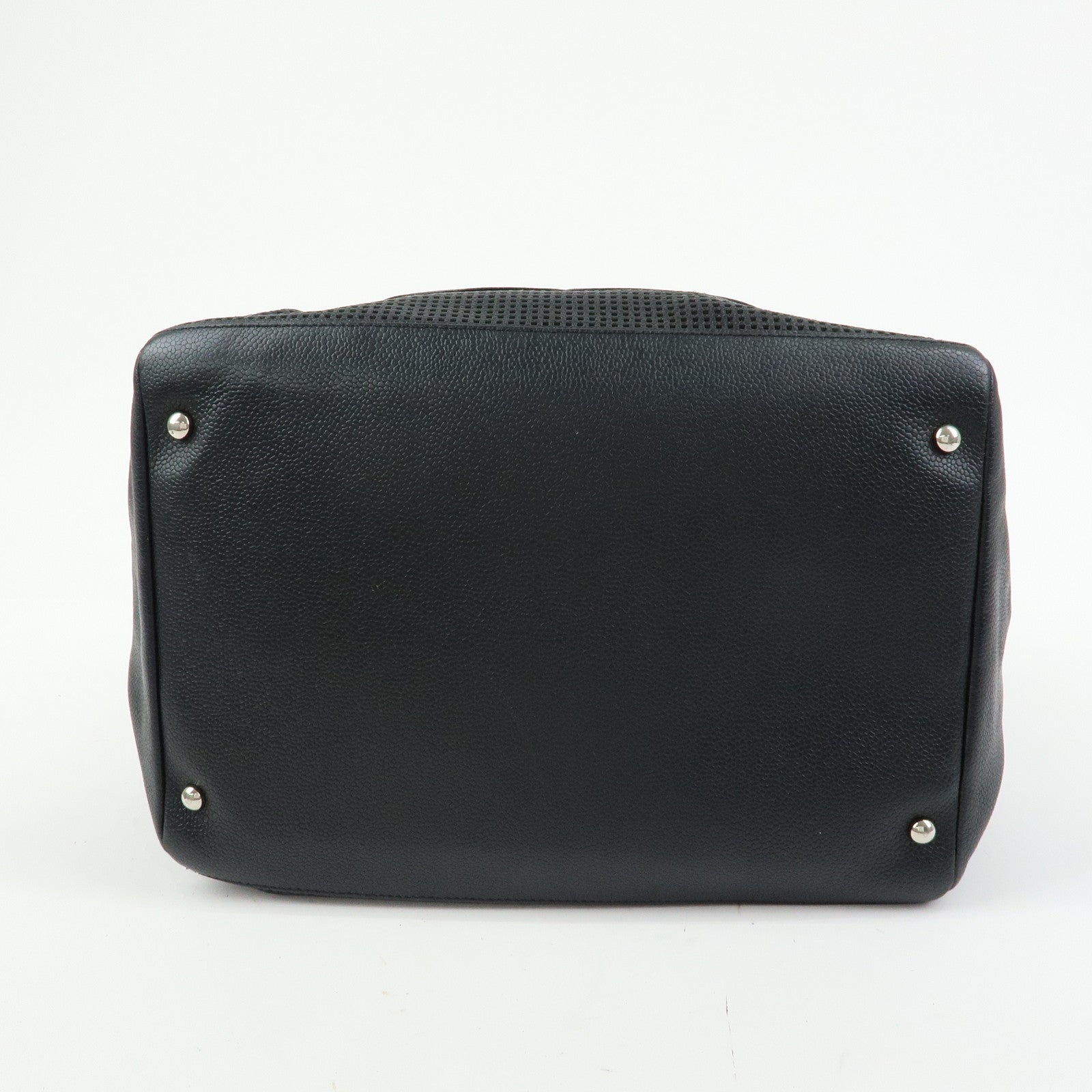 CHANEL COCO Mark Calf Leather Hand Bag Tote Bag Black