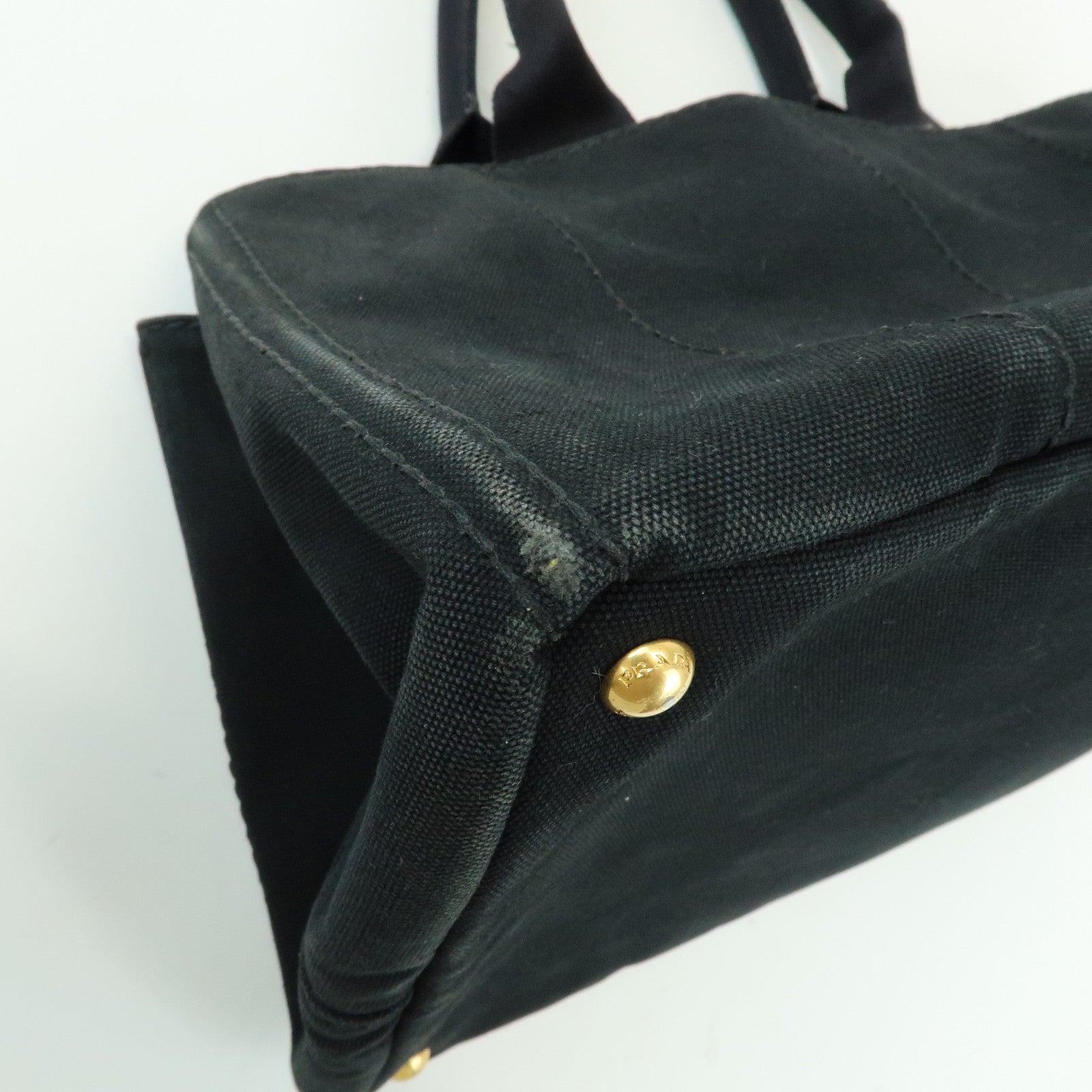 PRADA Triangle Logo Canapa Large Canvas Tote Bag Black B1872B