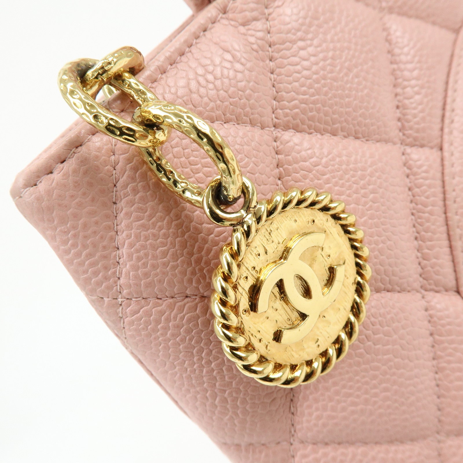 CHANEL Medallion Matelasse COCO Mark Caviar Skin Tote Bag A01804