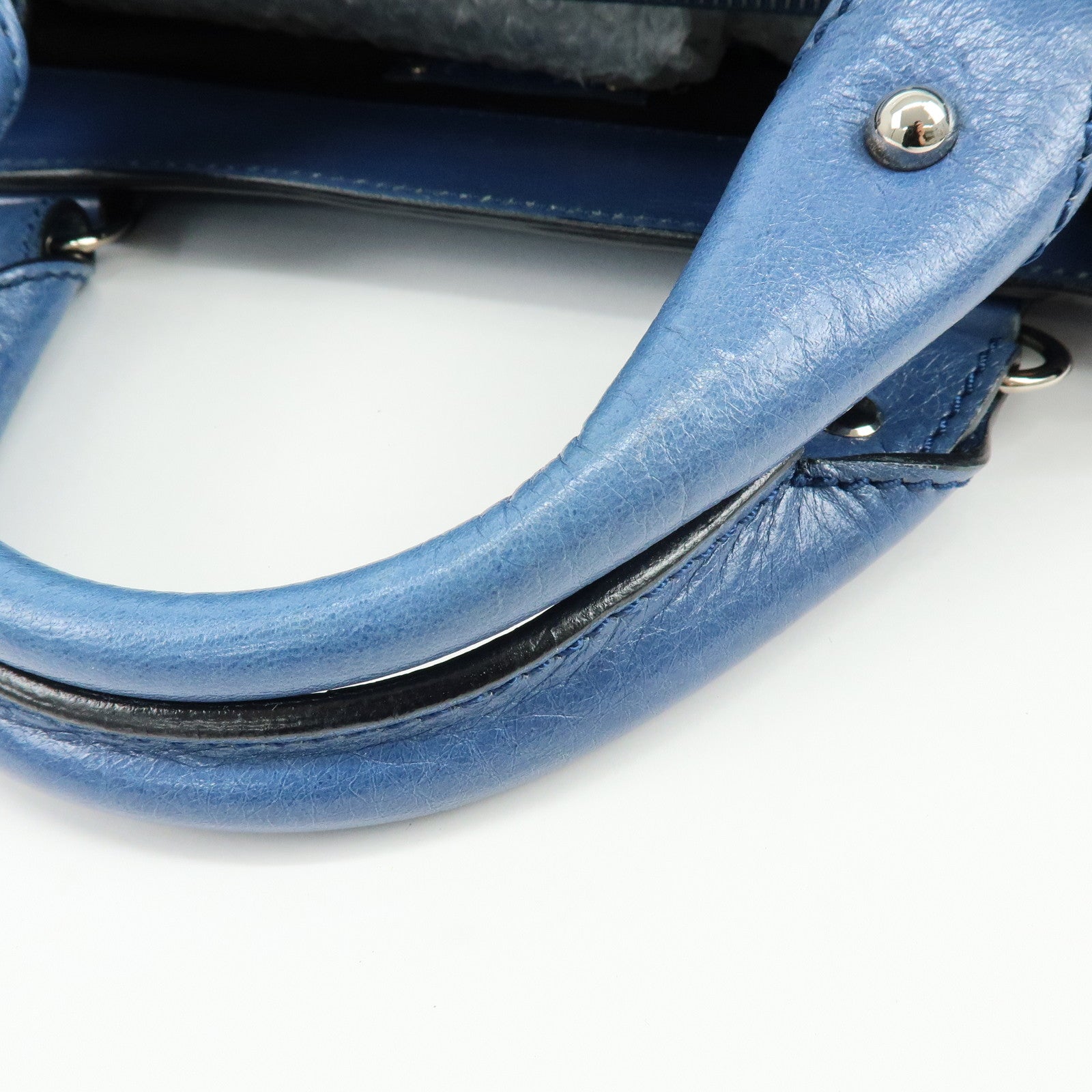 CELINE Logo Leather Boogie Bag Hand Bag Horse Bag Charm Blue