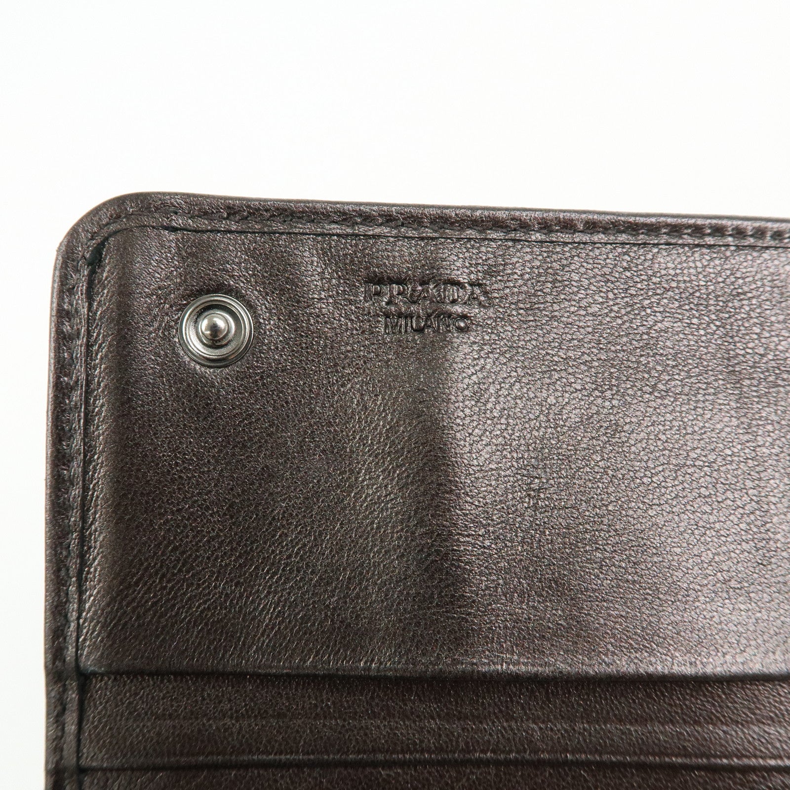 PRADA Logo Nappa Gaufre Leather Flap Bi-fold Long Wallet Bronze 1M1132