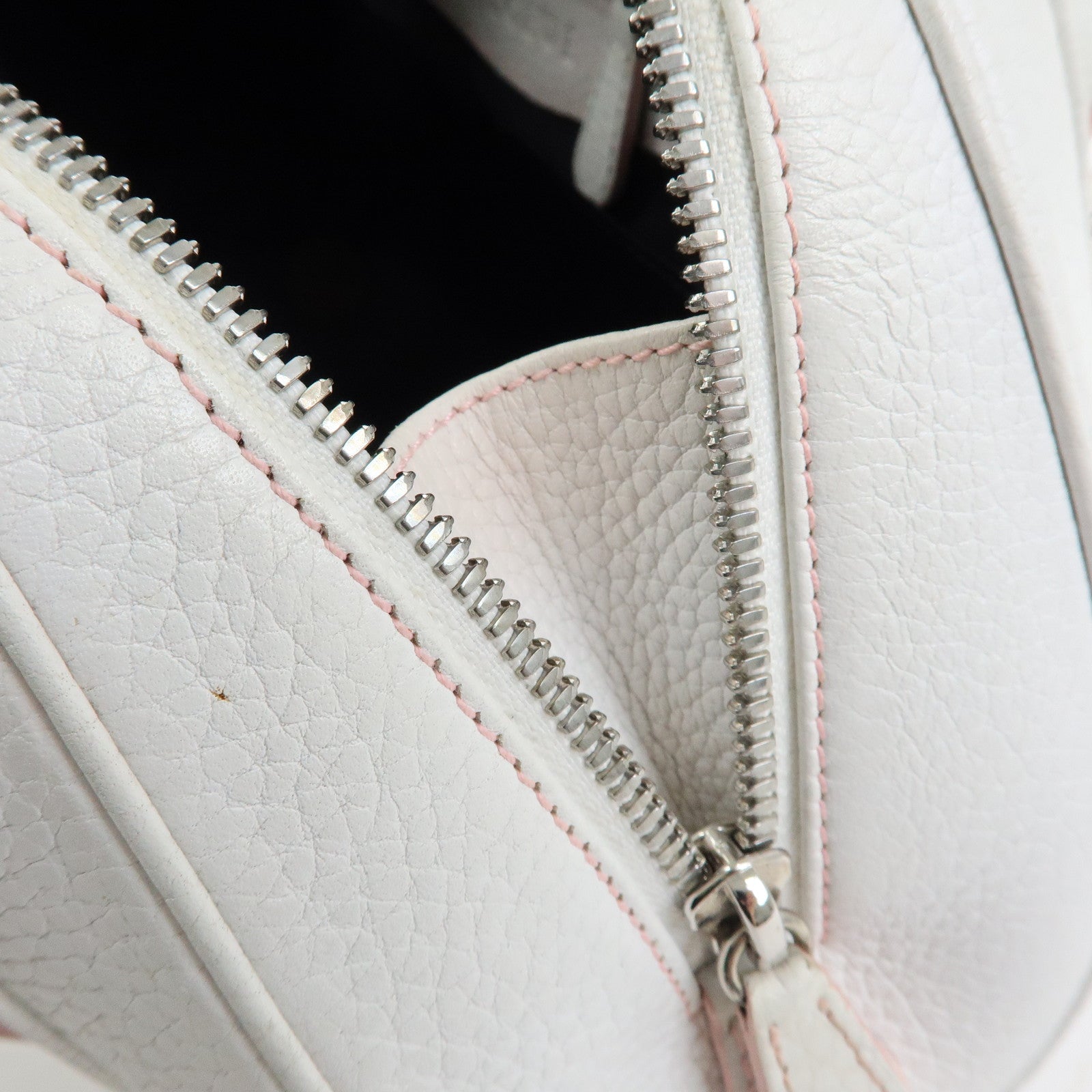 LOEWE Senda Leather Boston Bag Hand Bag White