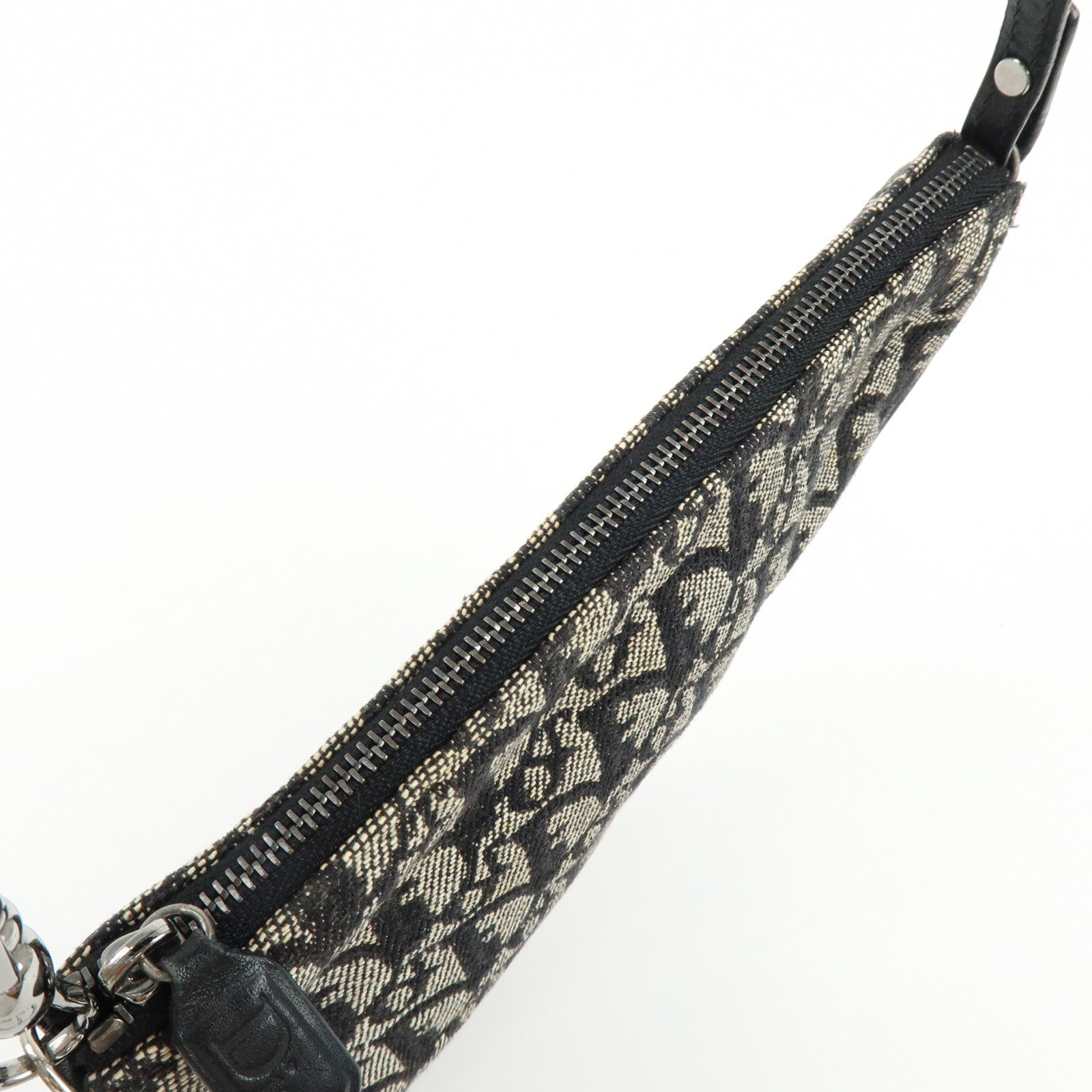 Christian Dior Trotter Jacquard Leather Saddle Bag Pouch Black
