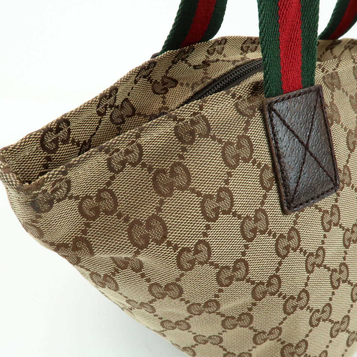 GUCCI Sherry GG Canvas Leather Tote Bag Hand Bag Beige Brown 131228