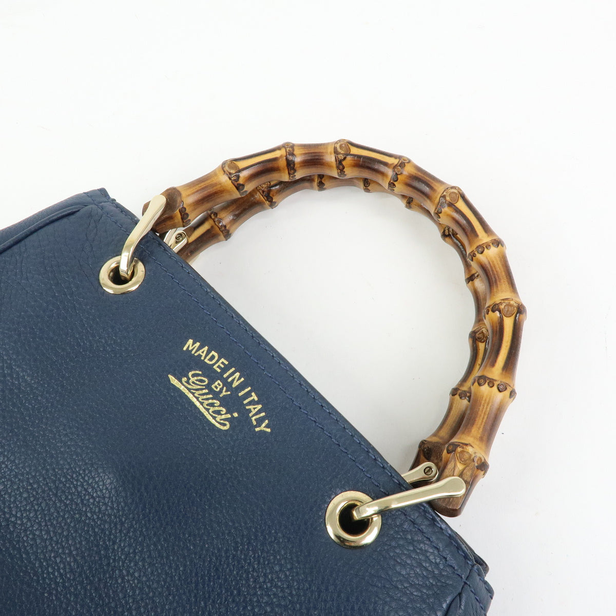GUCCI Bamboo Shopper Small Leather 2Way Bag Tote Bag Navy 336032