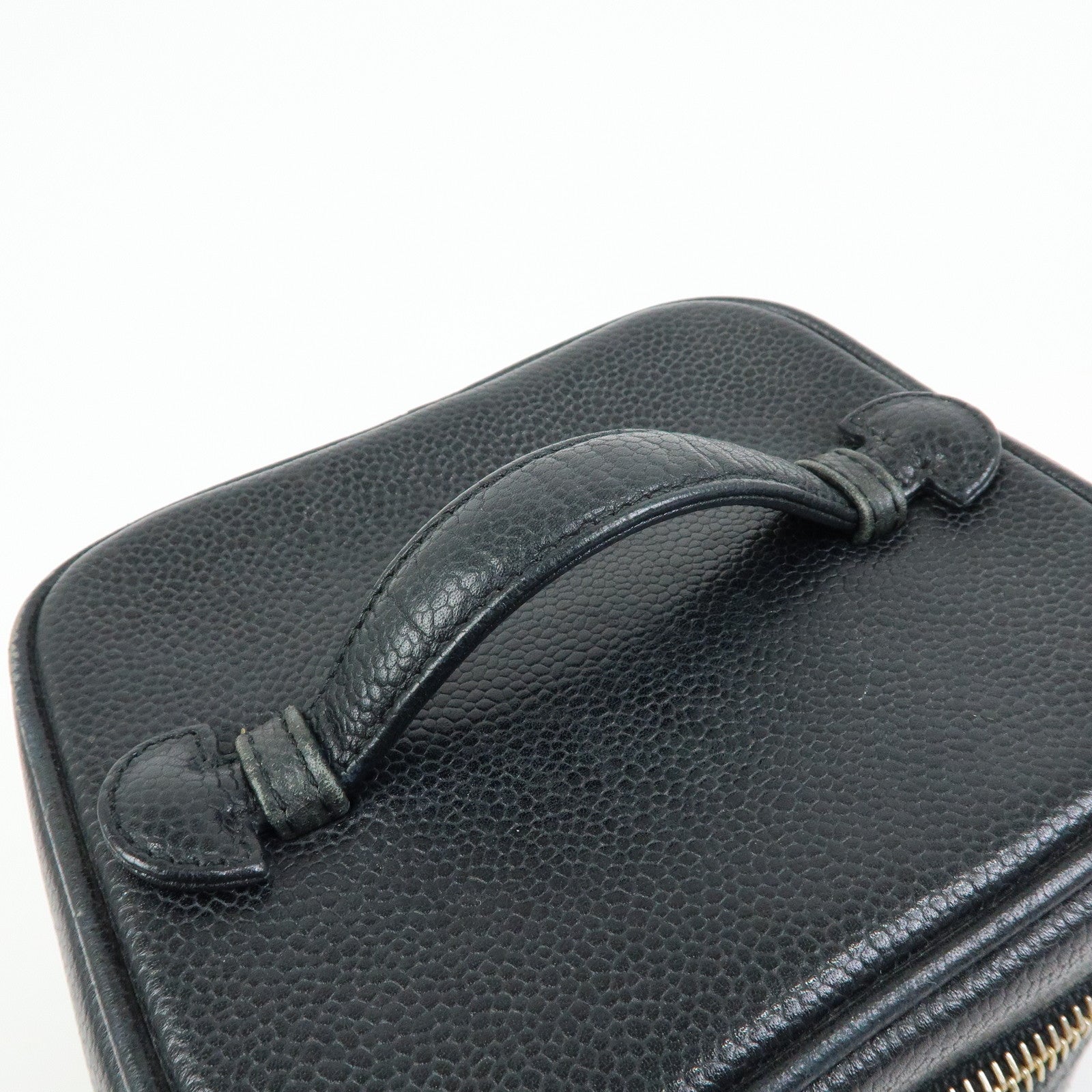 CHANEL COCO Mark Caviarskin Vanity Bag Cosmetic Bag Black A01998
