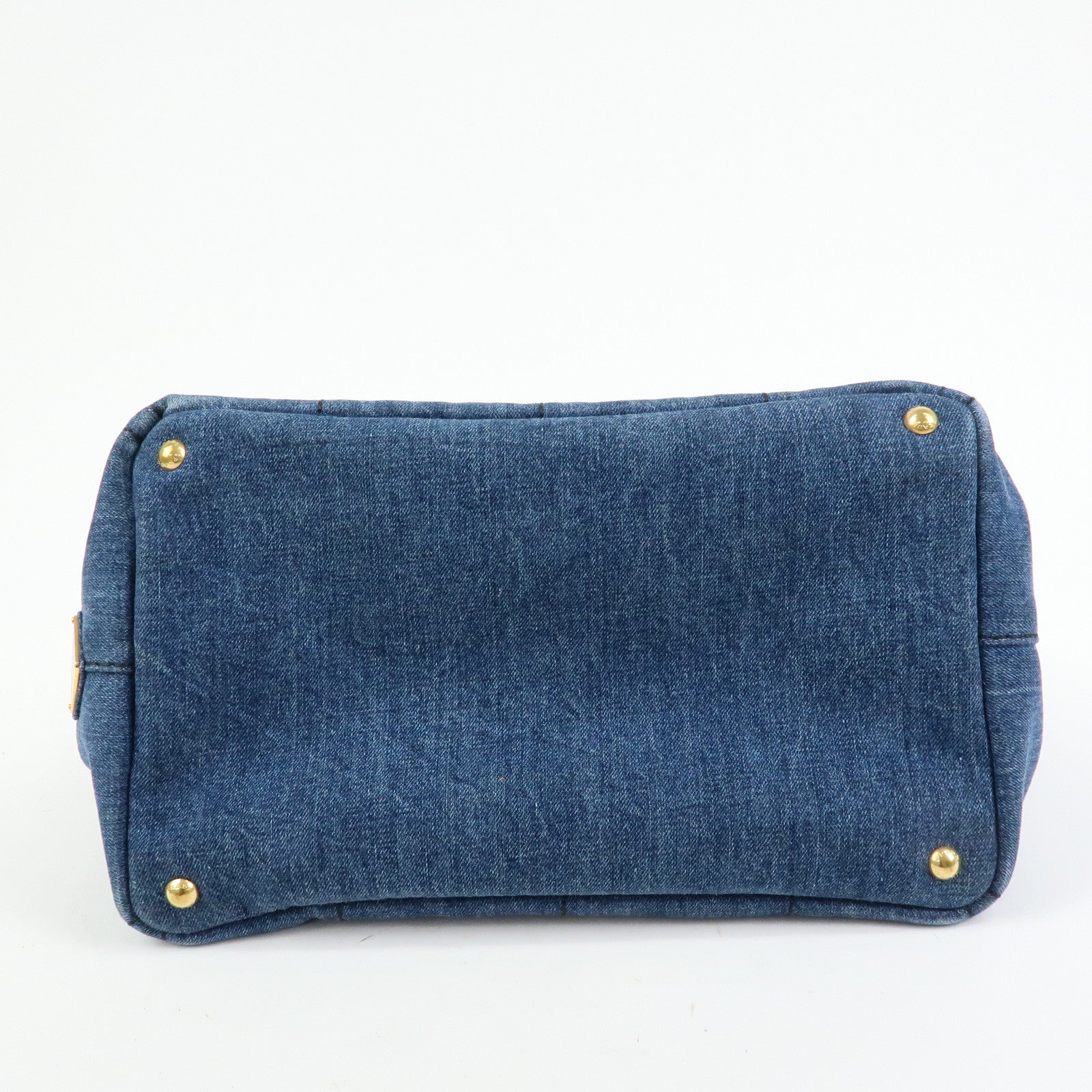 PRADA Canapa Triangle Logo Canvas 2Way Hand Bag Shoulder Bag Denim