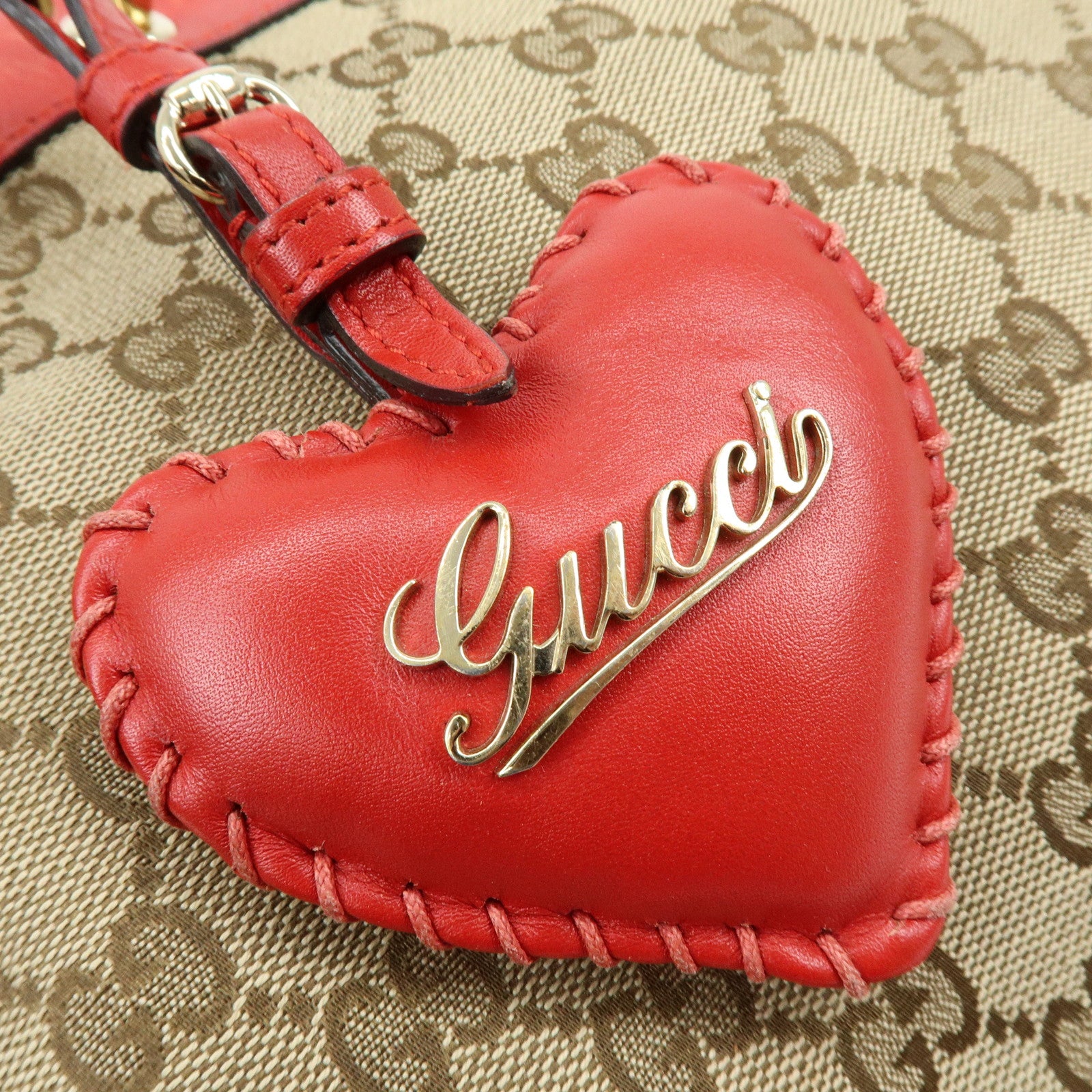 GUCCI GG Canvas Leather Shoulder Bag Valentine Limited 309122
