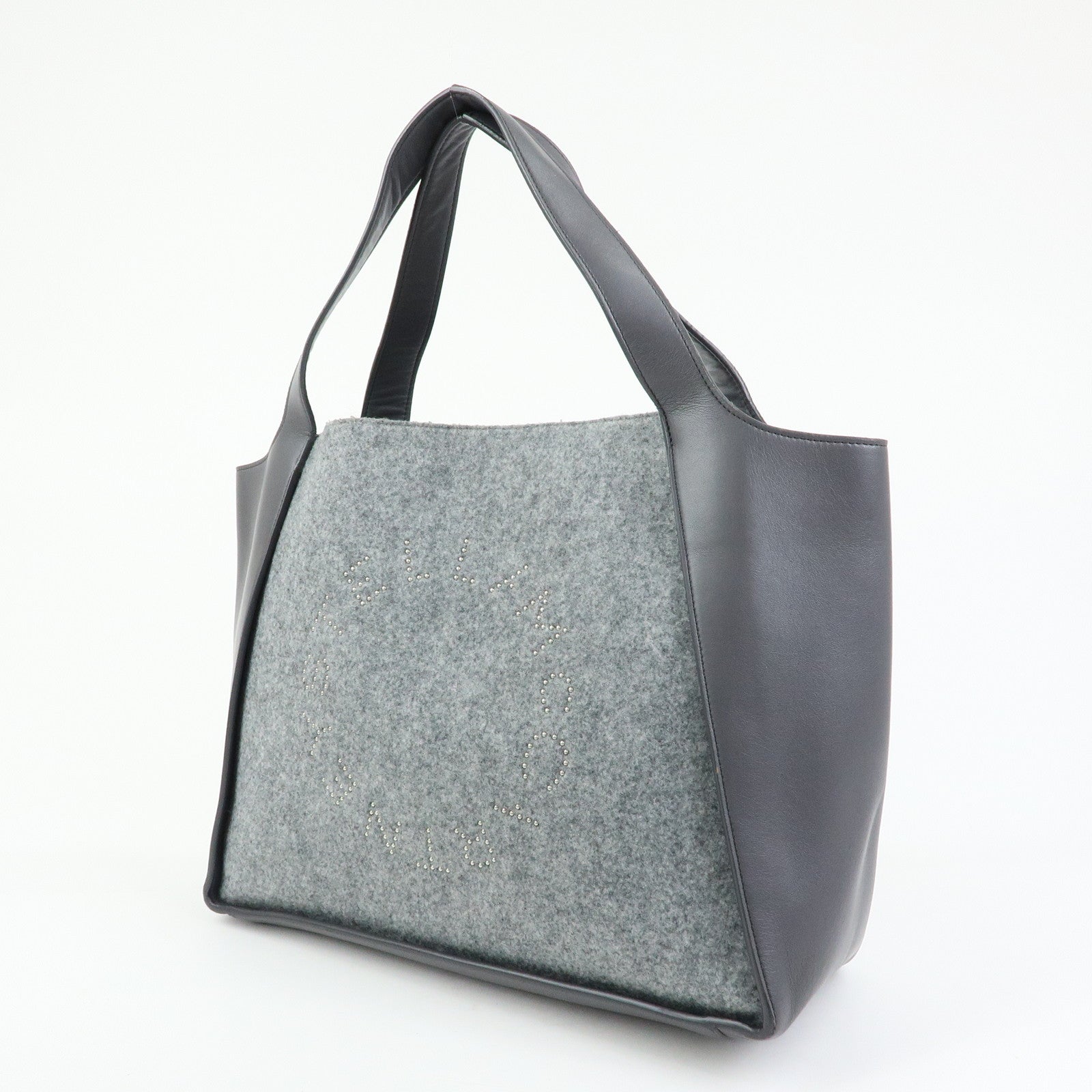 STELLA MCCARTNEY Felt Faux Leather Tote Bag Shoulder Bag  Gray